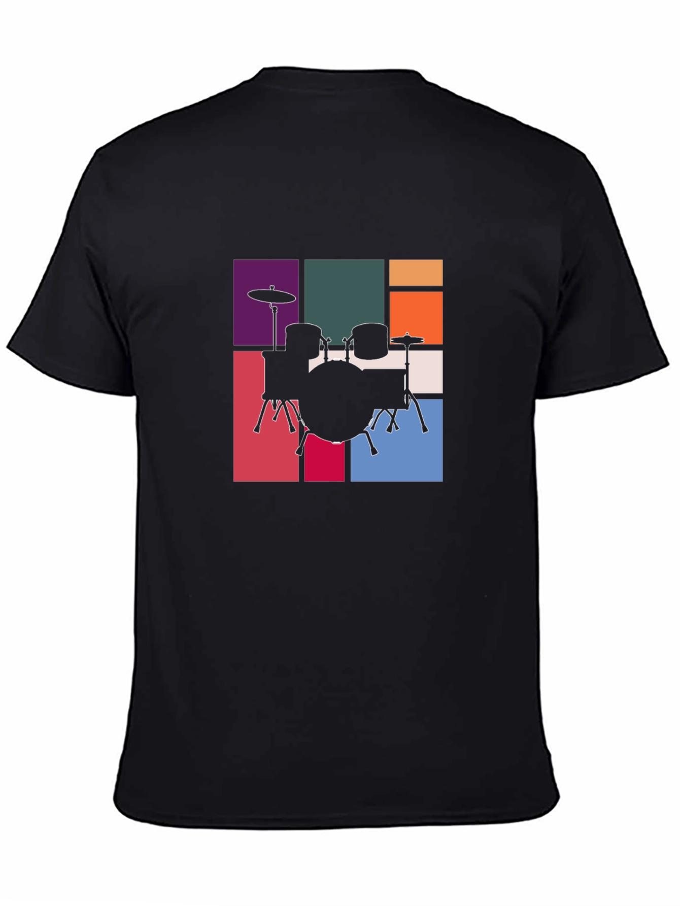 Drum Set Graphic Tee - Retro Music Style T-Shirt