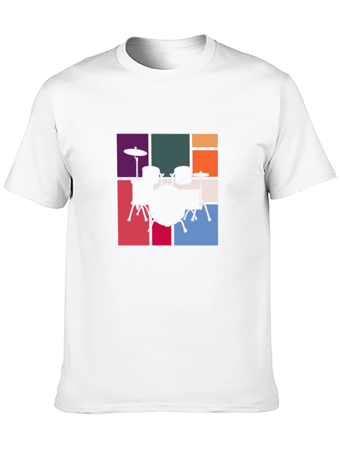 Drum Set Graphic Tee - Retro Music Style T-Shirt