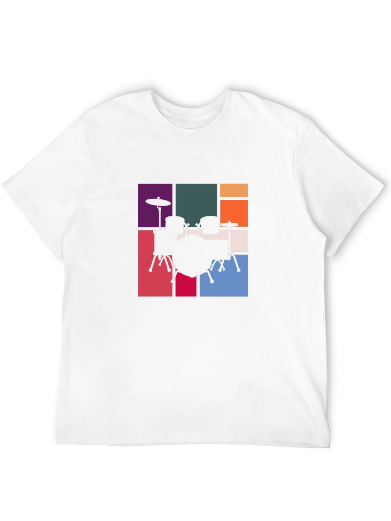 Drum Set Graphic Tee - Retro Music Style T-Shirt