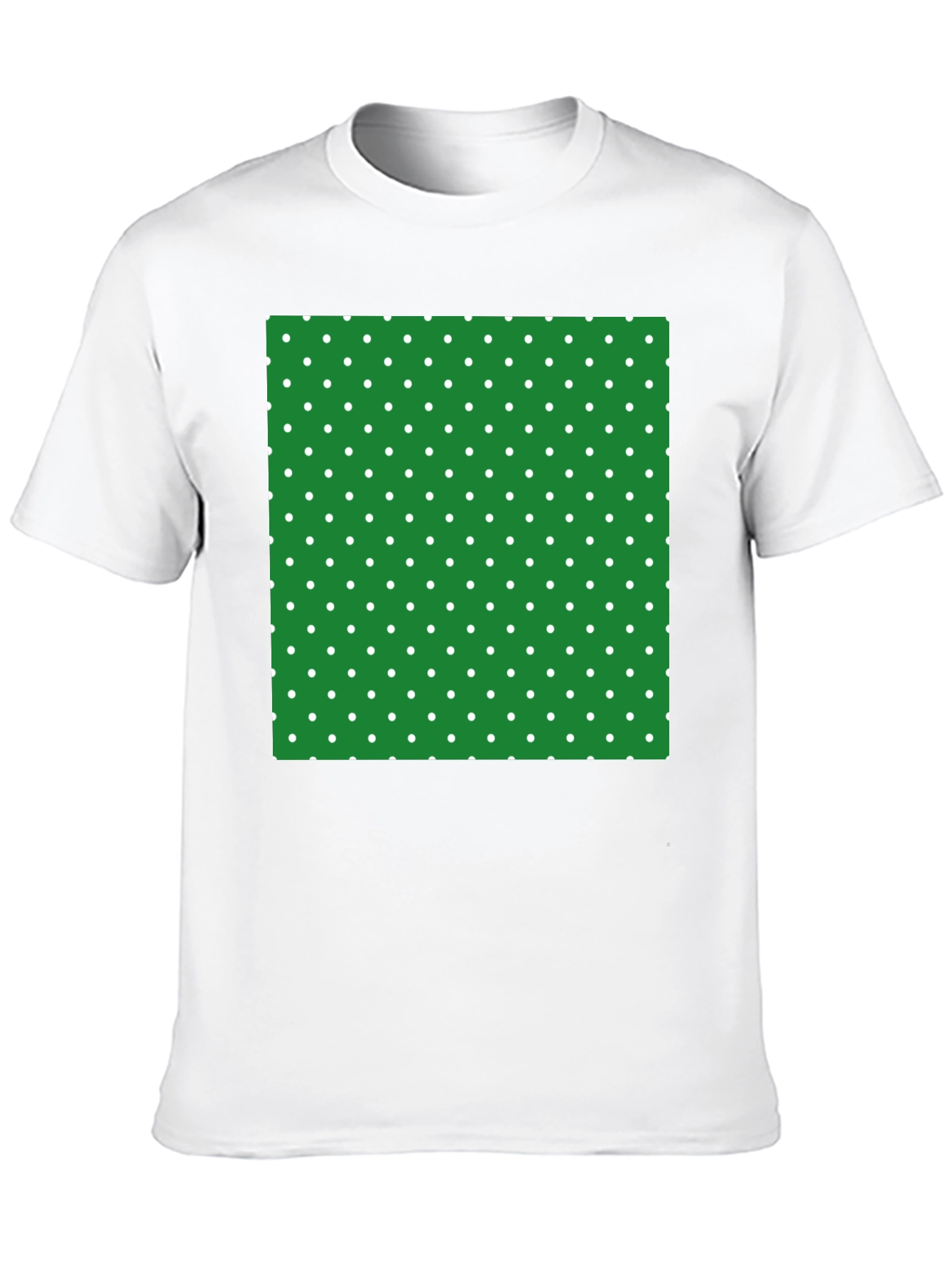 Black T-Shirt with Green Polka Dot Square Design
