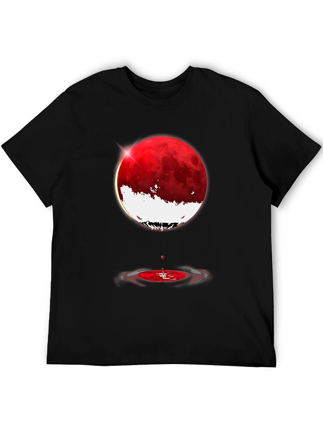 Blood Moon Ripple Graphic Tee - Stylish Black T-Shirt