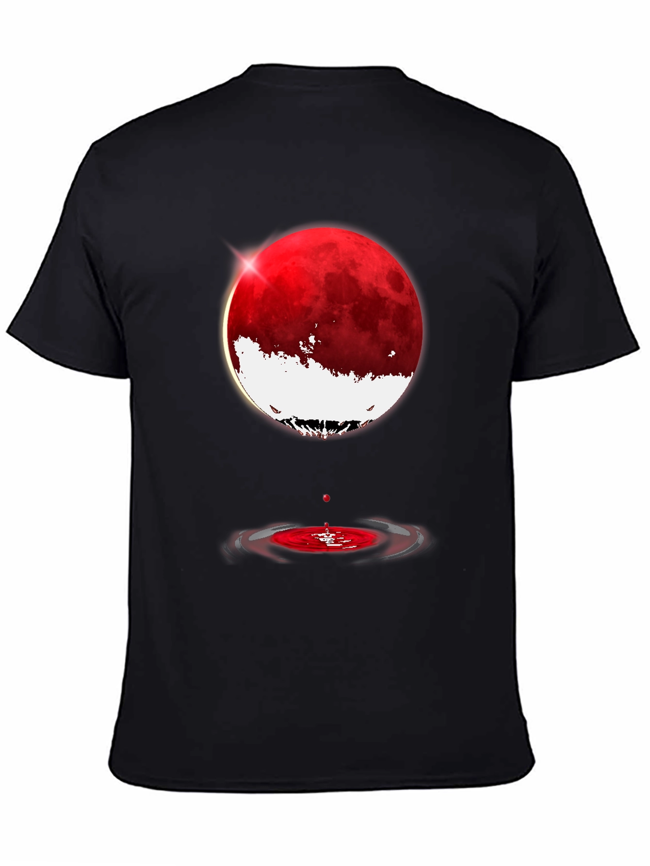 Blood Moon Ripple Graphic Tee - Stylish Black T-Shirt