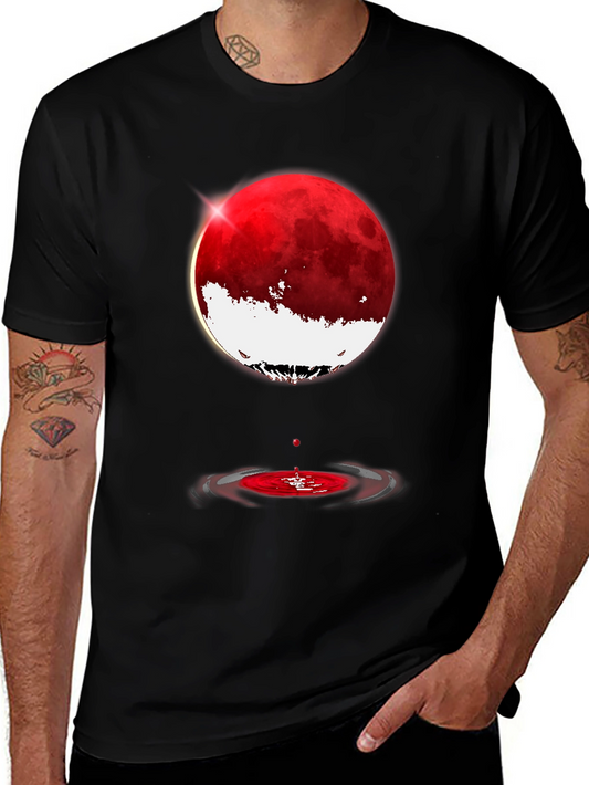 Blood Moon Ripple Graphic Tee - Stylish Black T-Shirt