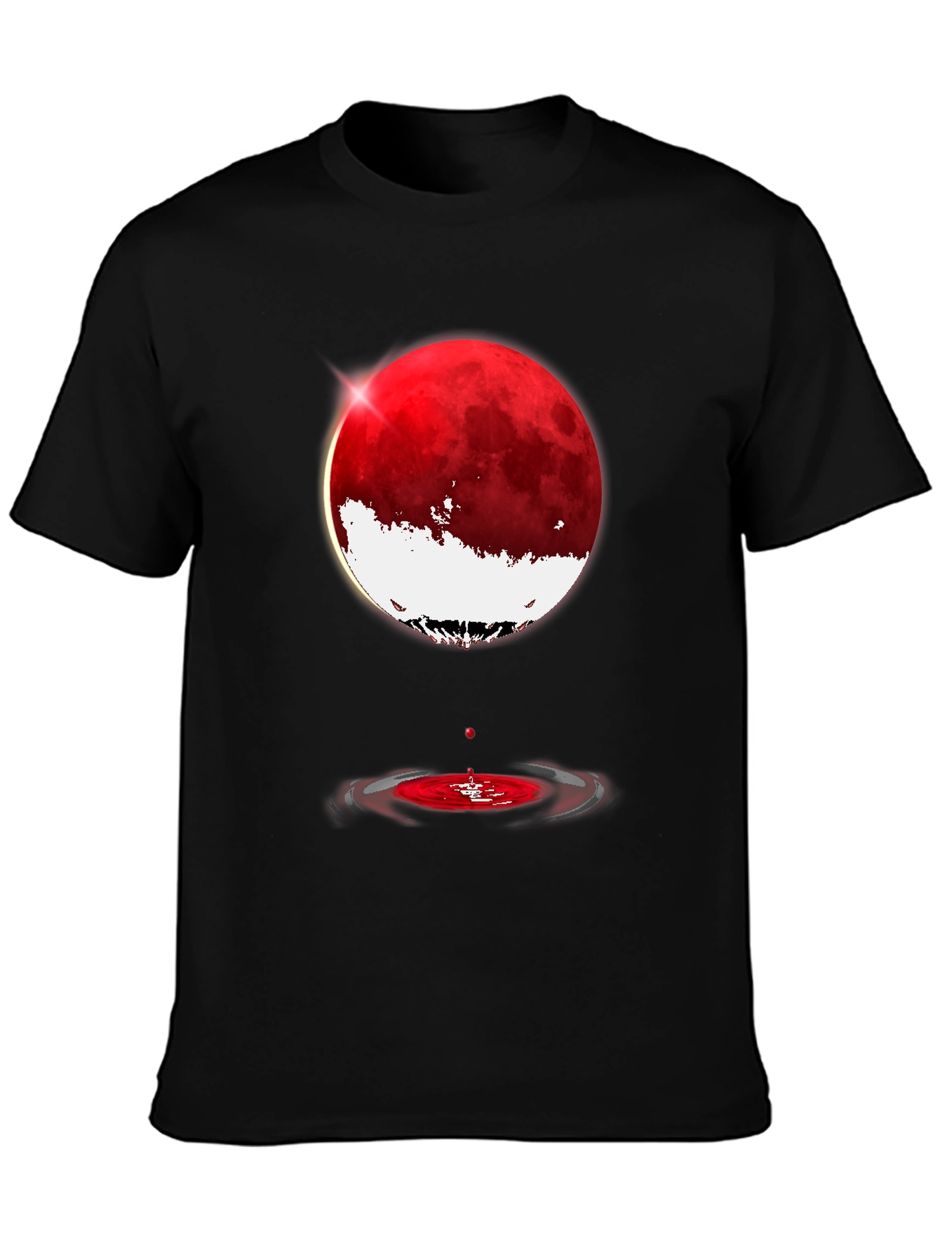 Blood Moon Ripple Graphic Tee - Stylish Black T-Shirt