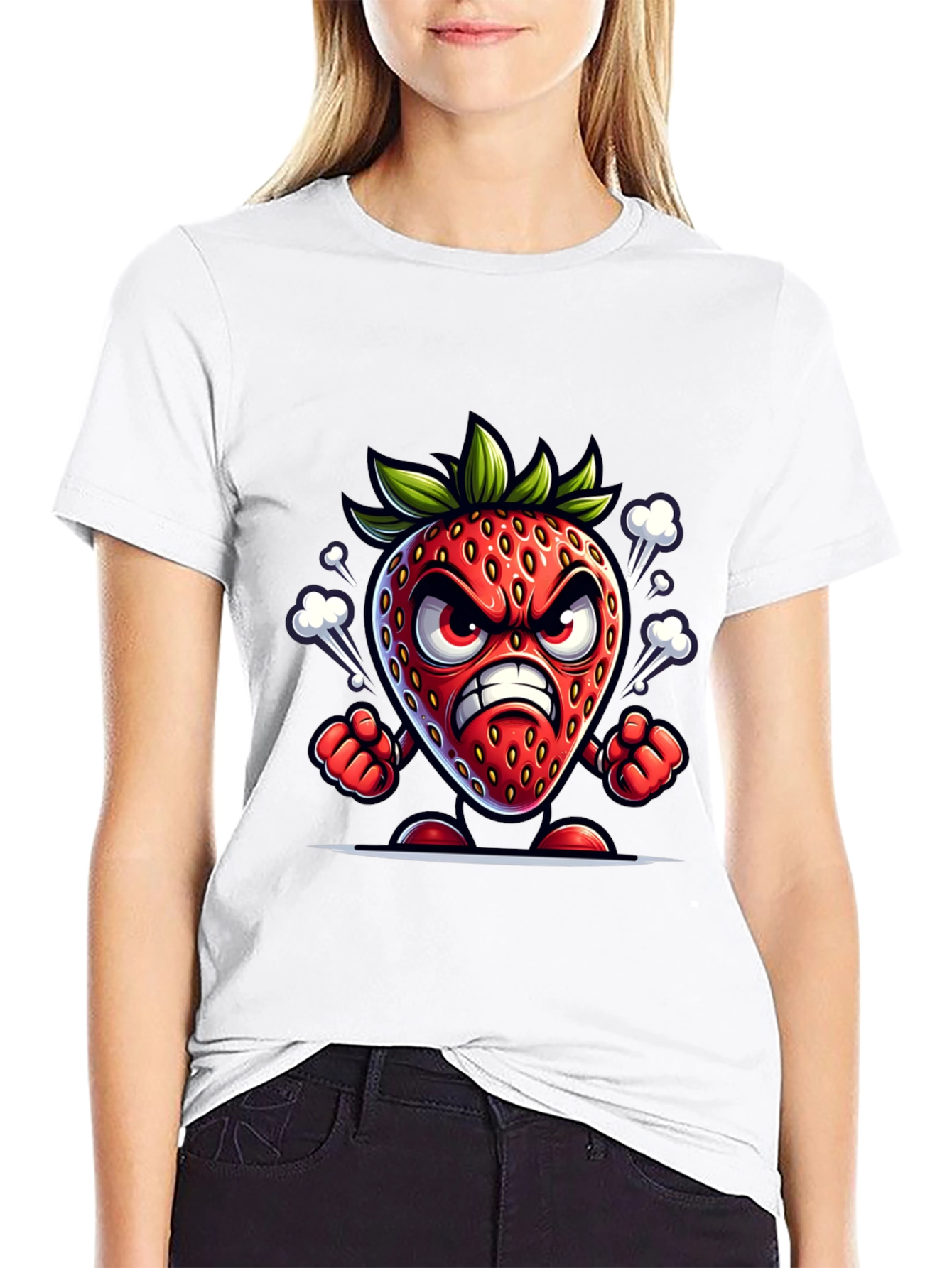 Angry Strawberry Cartoon T-Shirt
