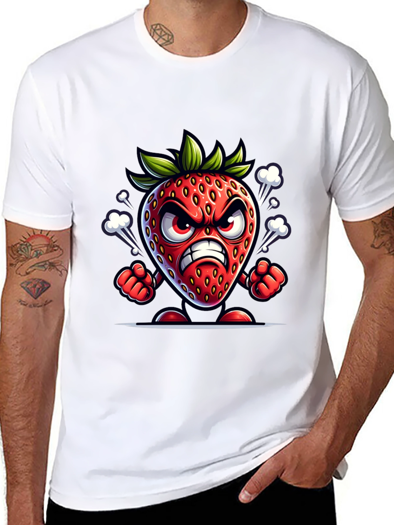Angry Strawberry Cartoon T-Shirt