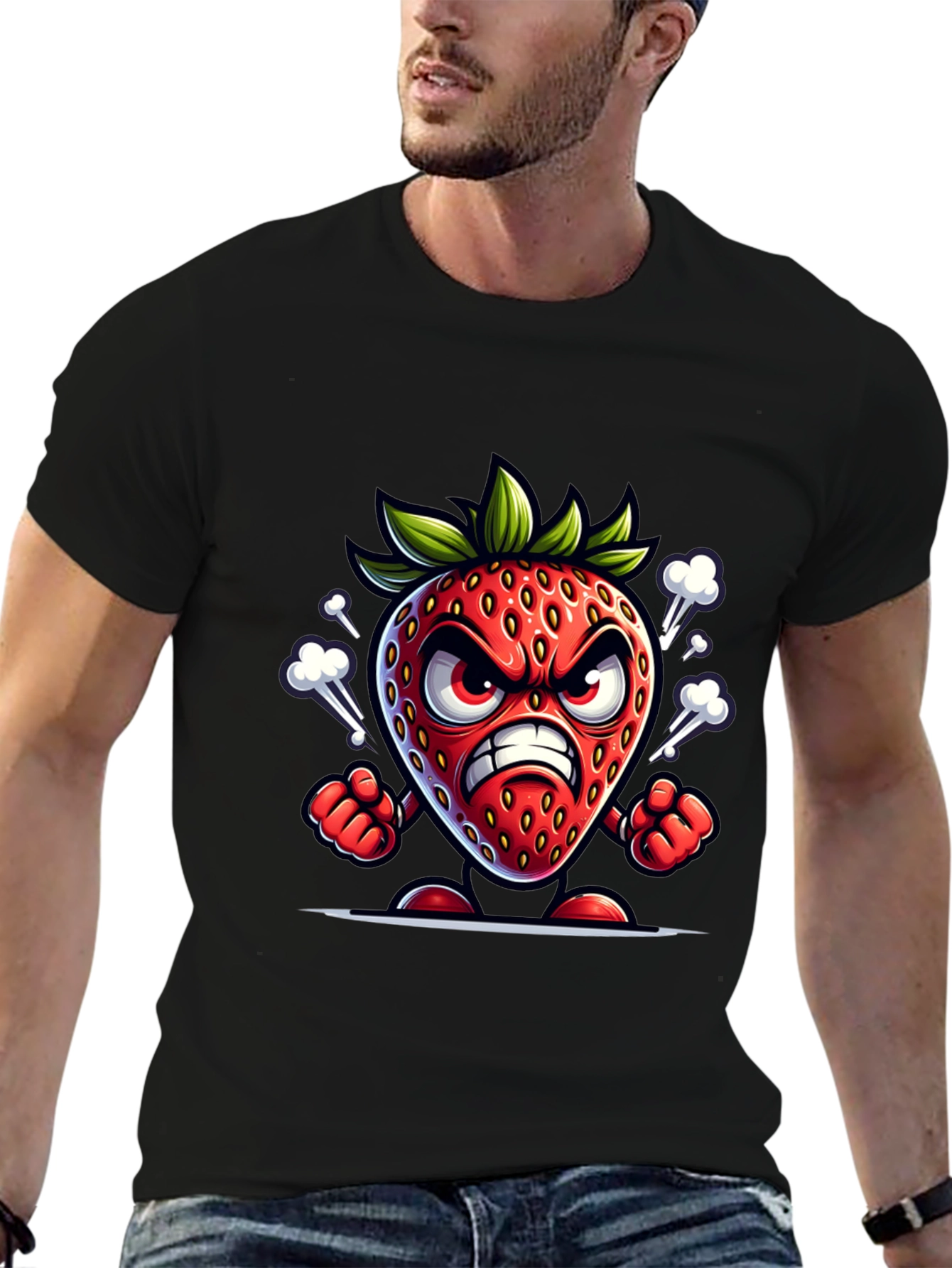 Angry Strawberry Cartoon T-Shirt