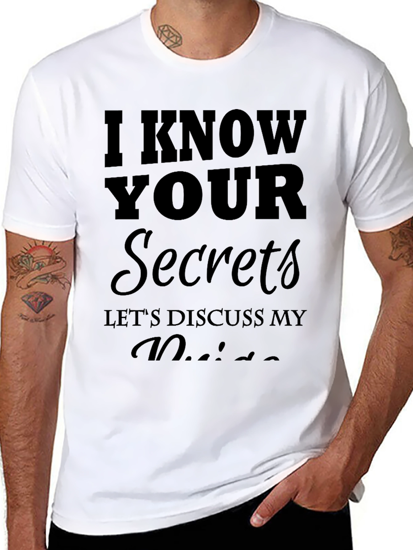I Know Your Secrets Mens Black Graphic Tee