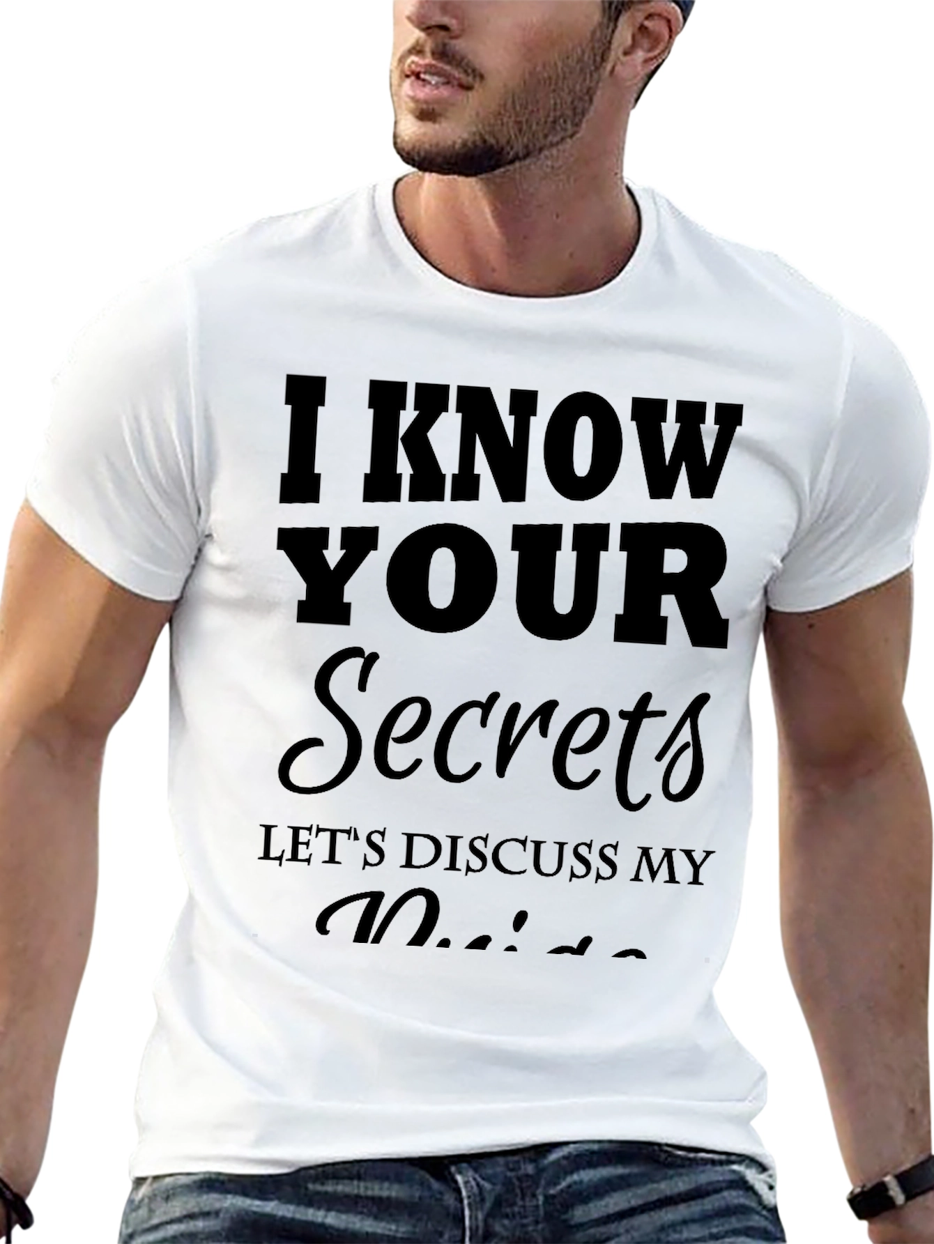 I Know Your Secrets Mens Black Graphic Tee
