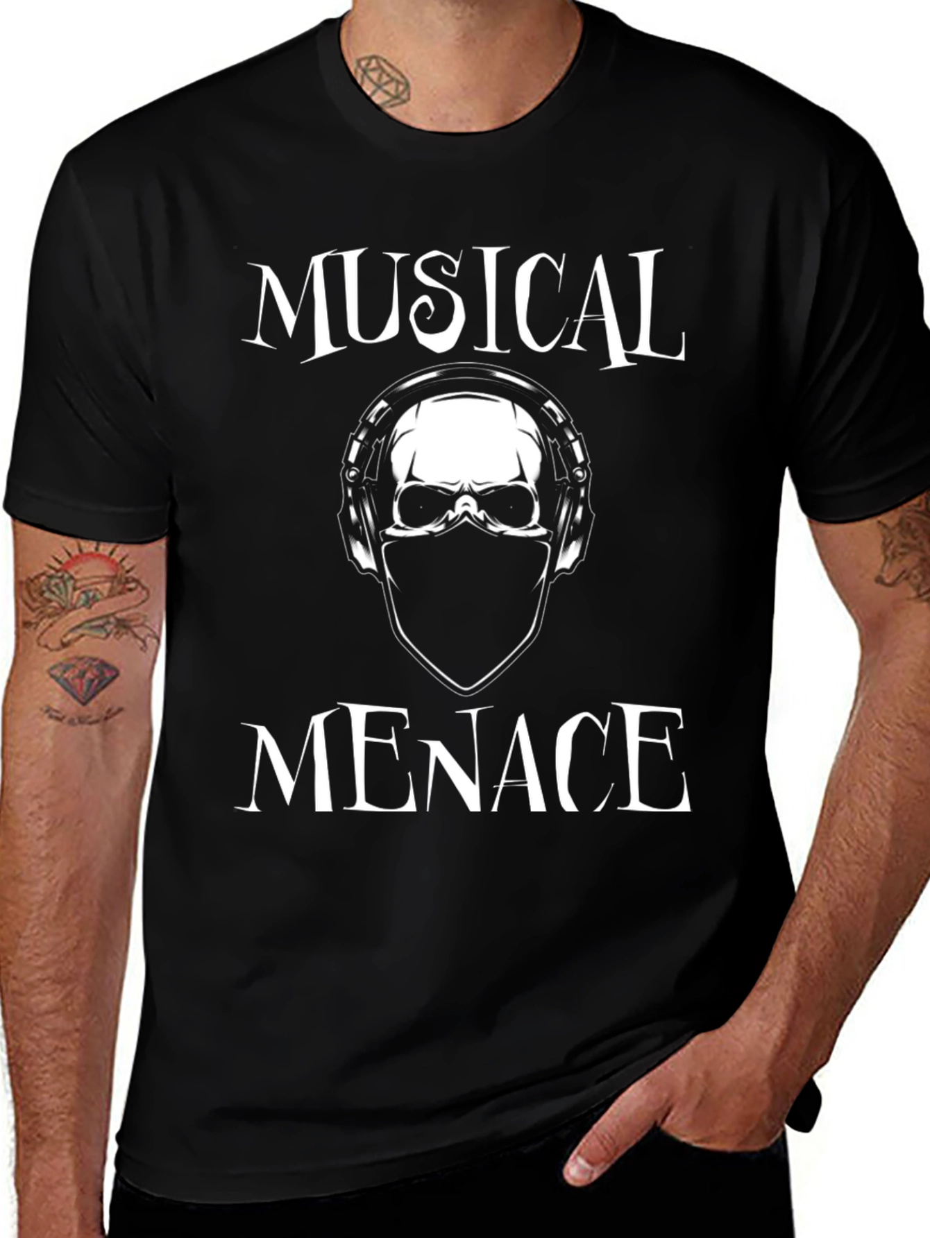 Musical Menace Skull Graphic T-Shirt