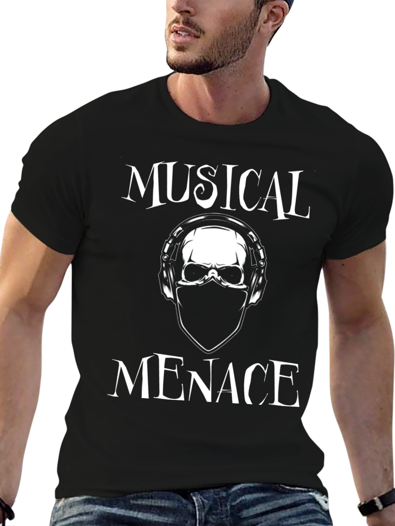 Musical Menace Skull Graphic T-Shirt