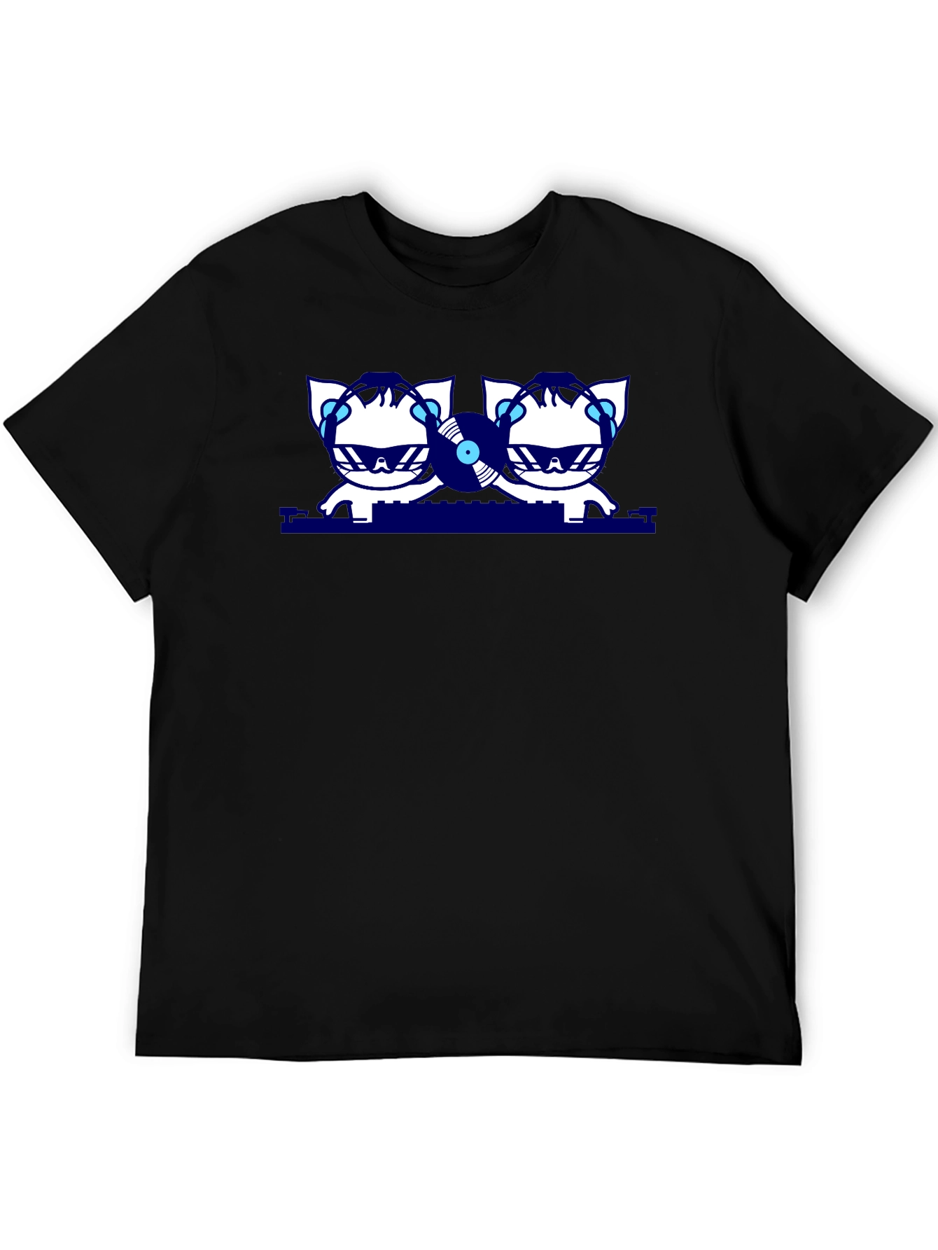 DJ Cats Graphic T-Shirt - Black