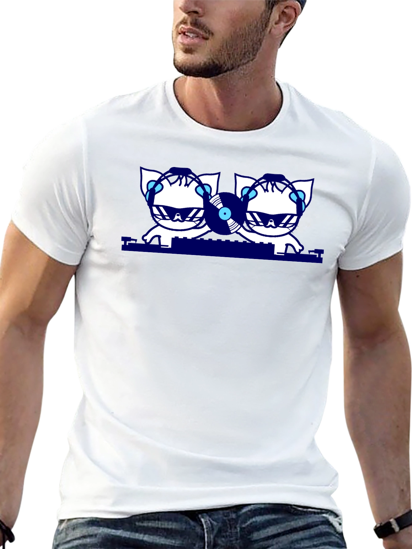 DJ Cats Graphic T-Shirt - Black