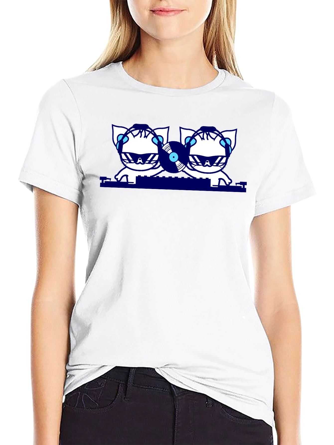 DJ Cats Graphic T-Shirt - Black