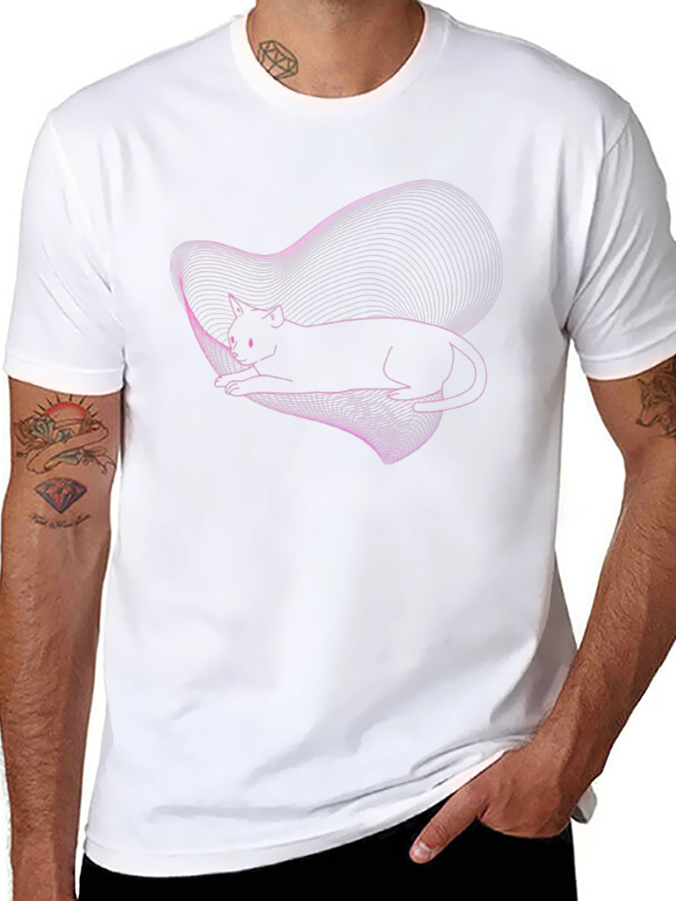 Abstract Cat Tee - Black Graphic T-Shirt