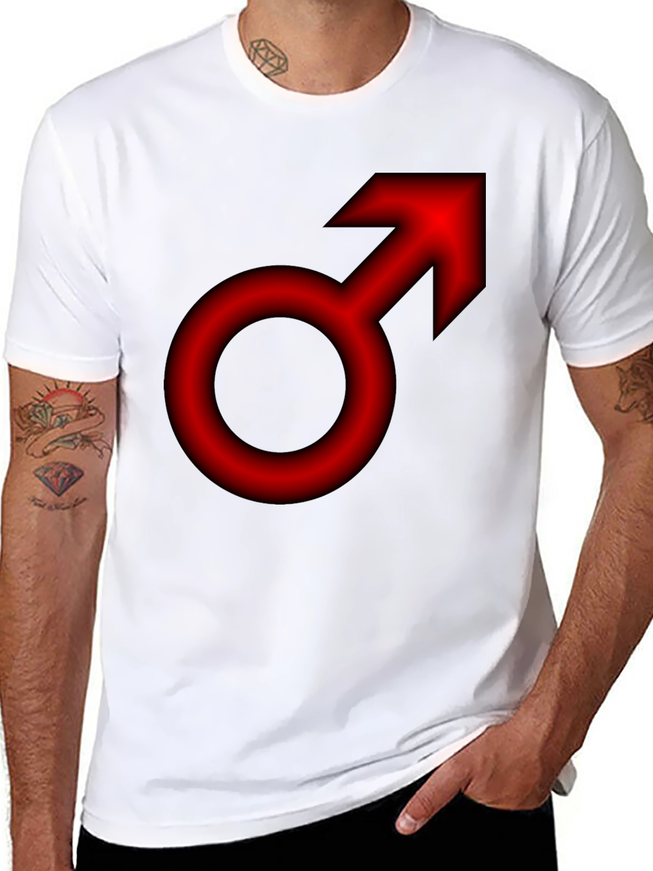 Bold Red Mars Symbol T-Shirt - Classic Gender Icon
