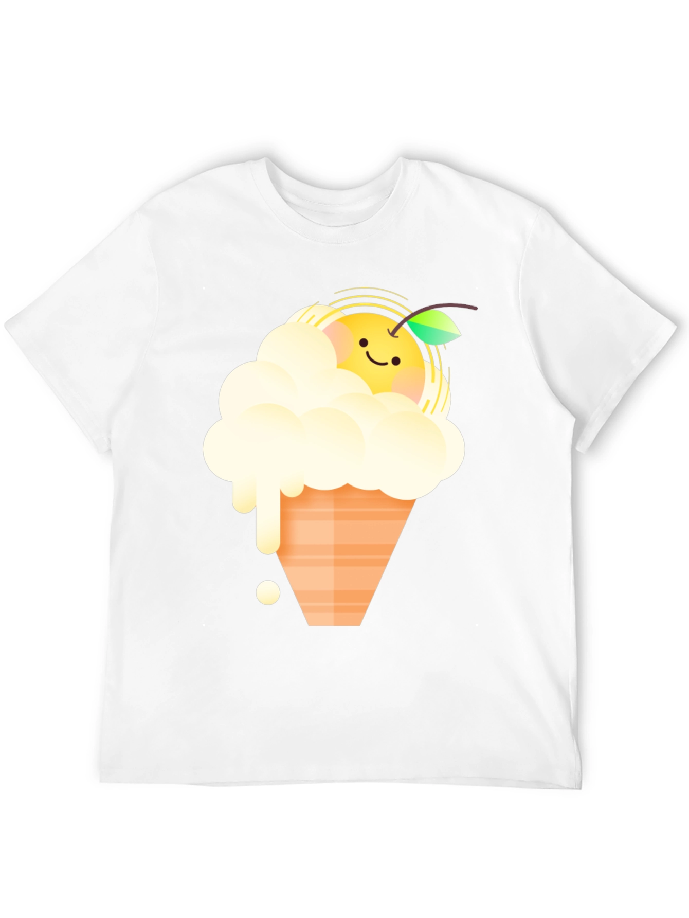Cute Orange Ice Cream Graphic Tee - Black