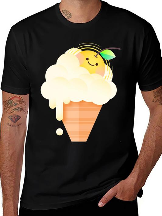 Cute Orange Ice Cream Graphic Tee - Black