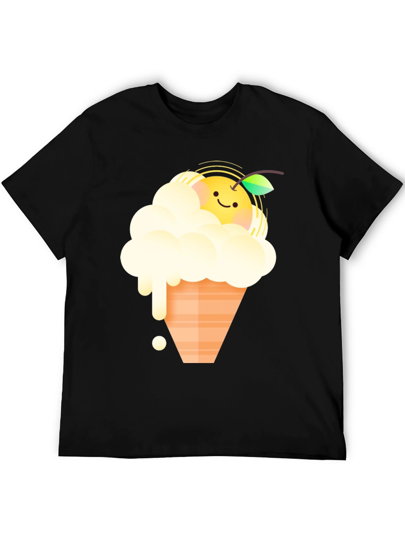 Cute Orange Ice Cream Graphic Tee - Black