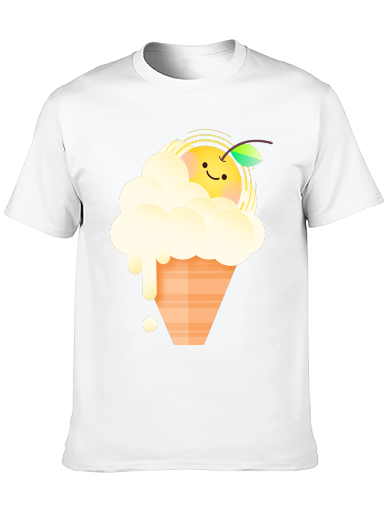 Cute Orange Ice Cream Graphic Tee - Black