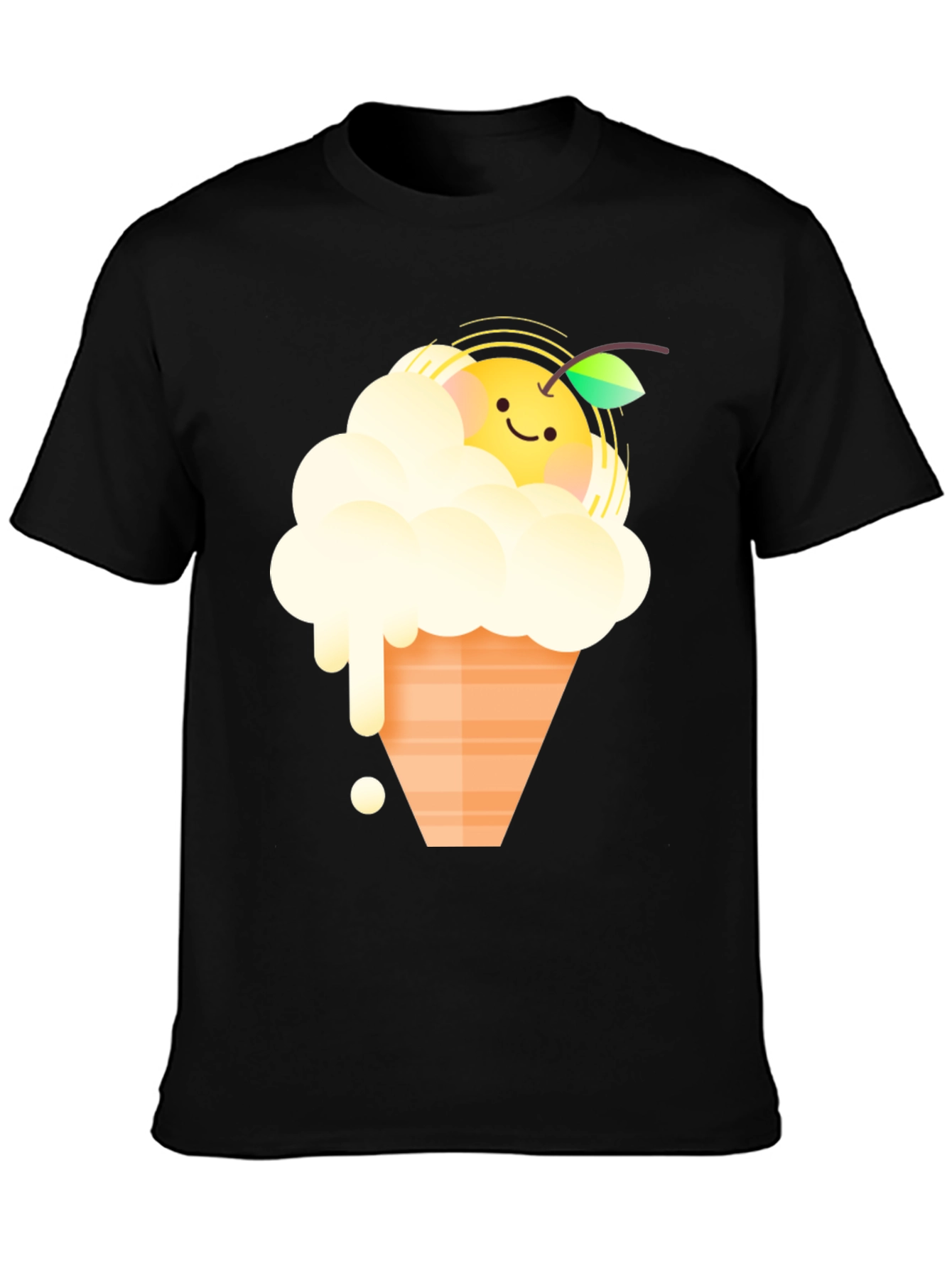 Cute Orange Ice Cream Graphic Tee - Black