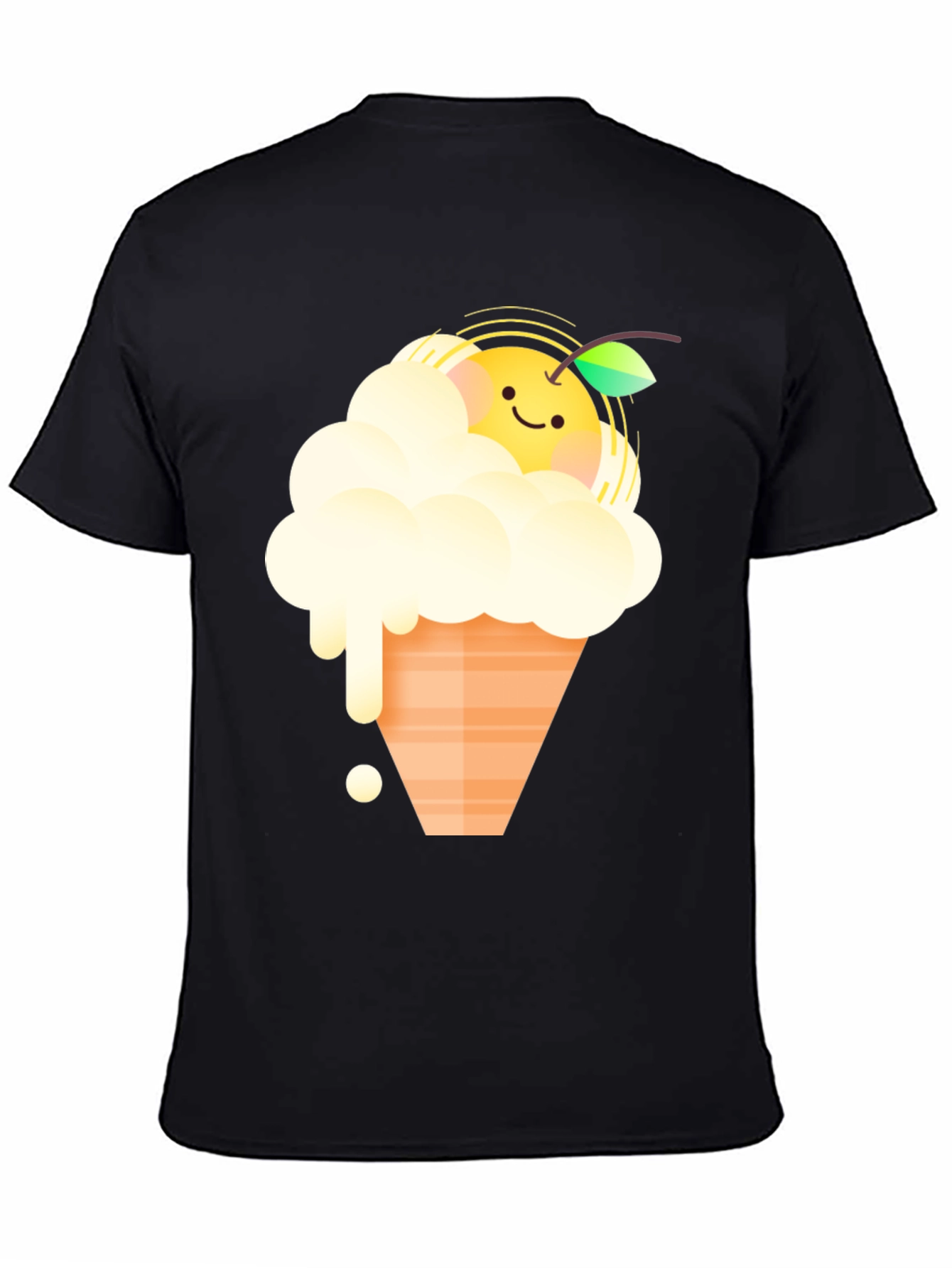 Cute Orange Ice Cream Graphic Tee - Black