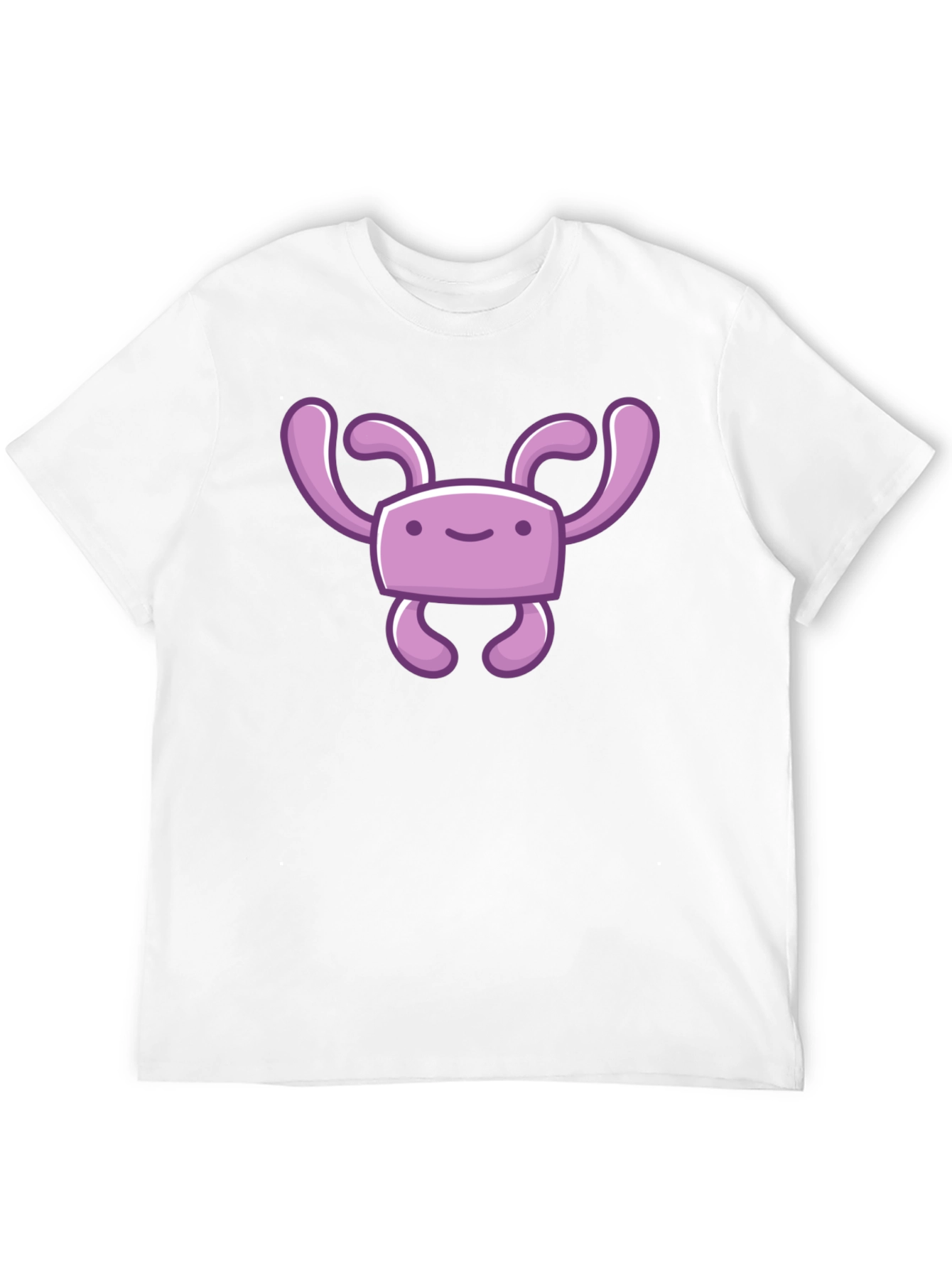 Cute Purple Cartoon Character Black T-Shirt