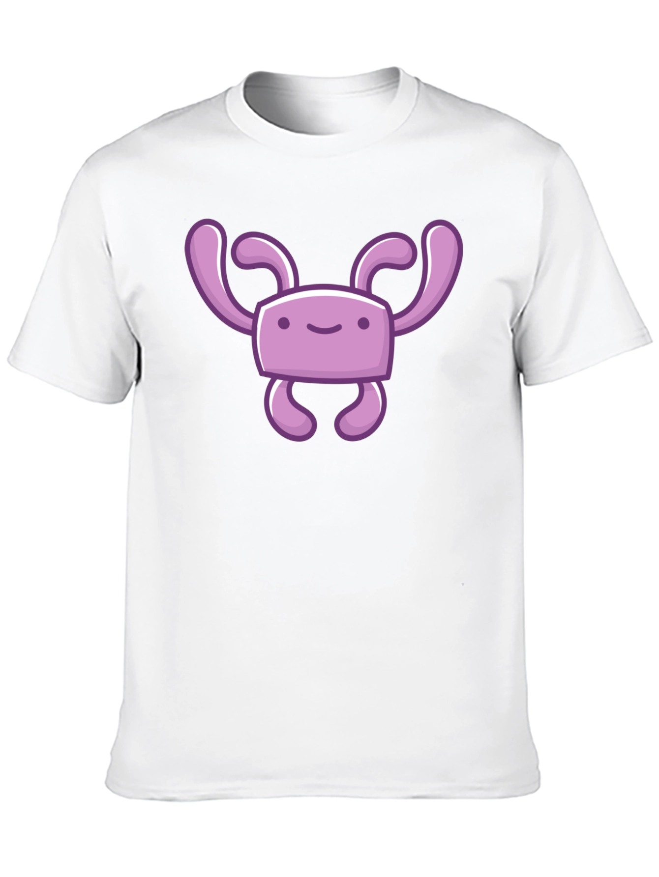 Cute Purple Cartoon Character Black T-Shirt