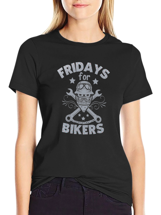 Fridays for Bikers Graphic T-Shirt - Cool Biker Tee