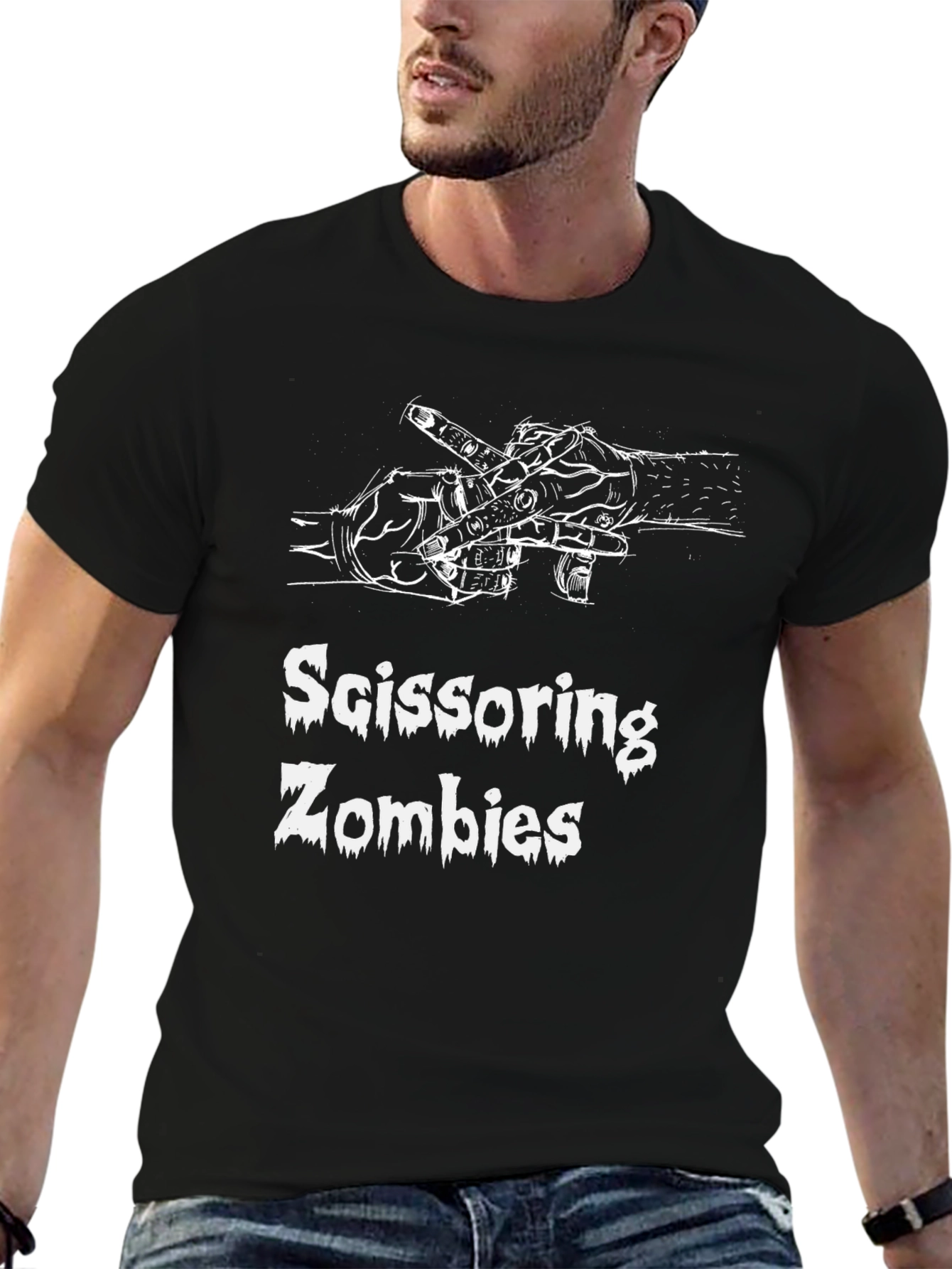 Scissoring Zombies Graphic Print Crew Neck T-Shirt