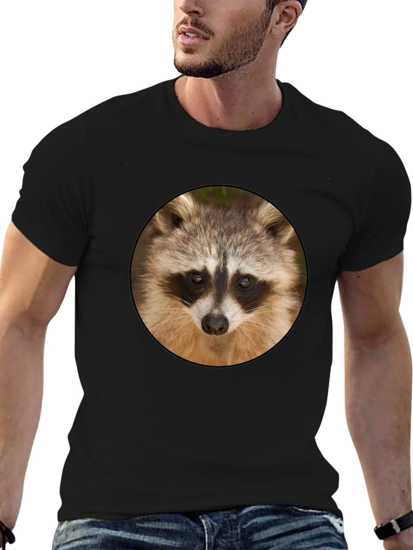 Raccoon Graphic Print Crew Neck T-Shirt