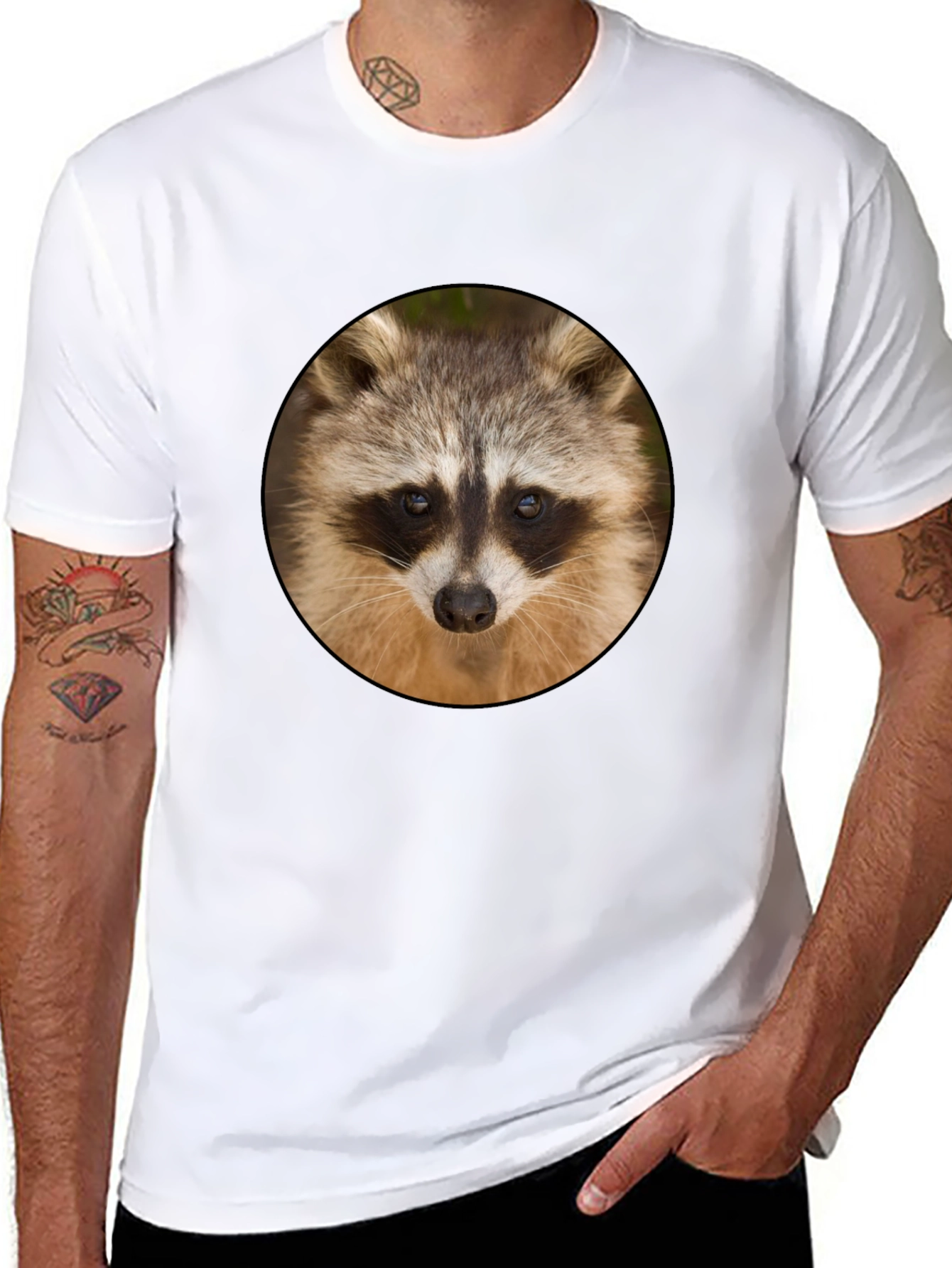 Raccoon Graphic Print Crew Neck T-Shirt