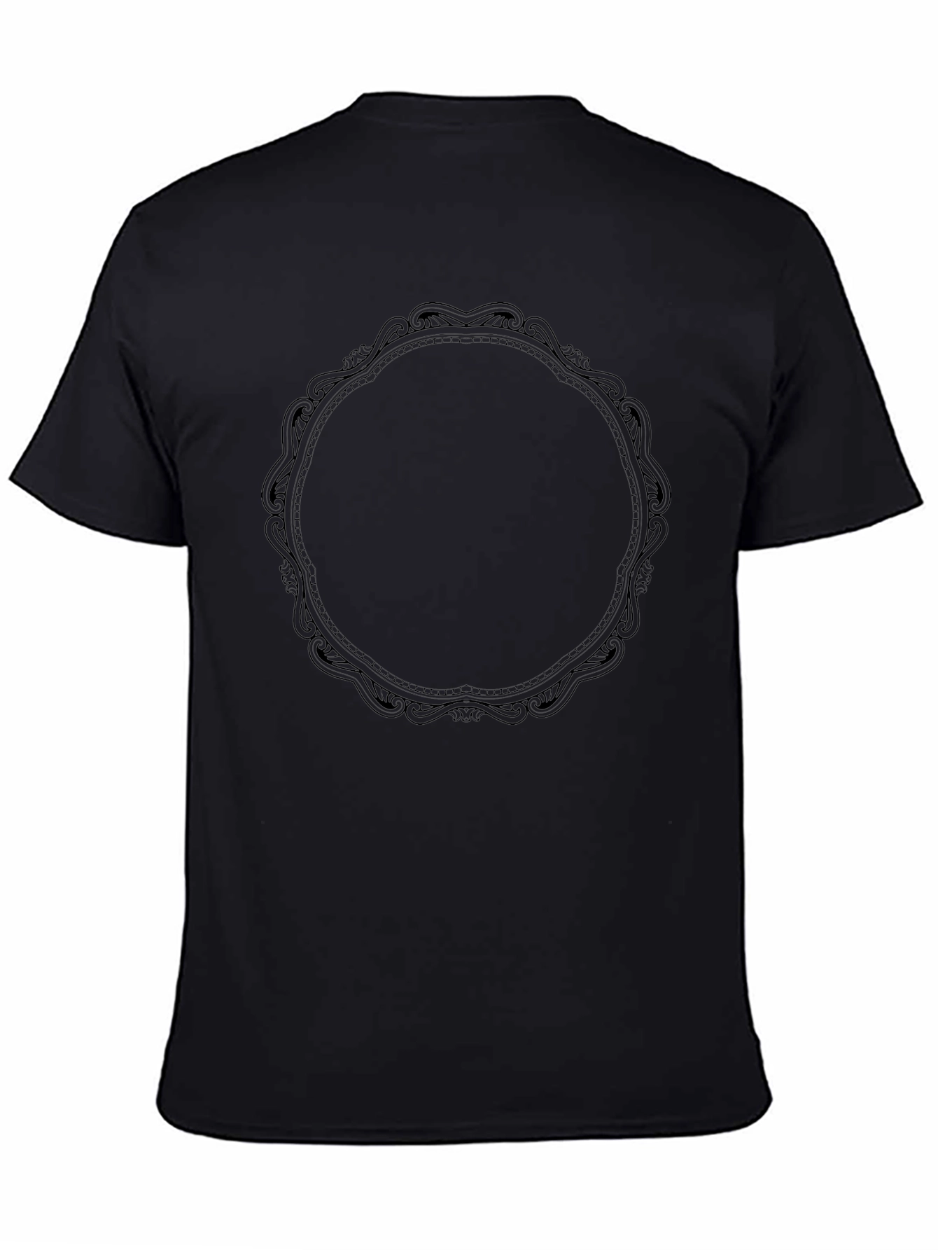 Elegant Black Graphic Tee - Ornate Circle Design
