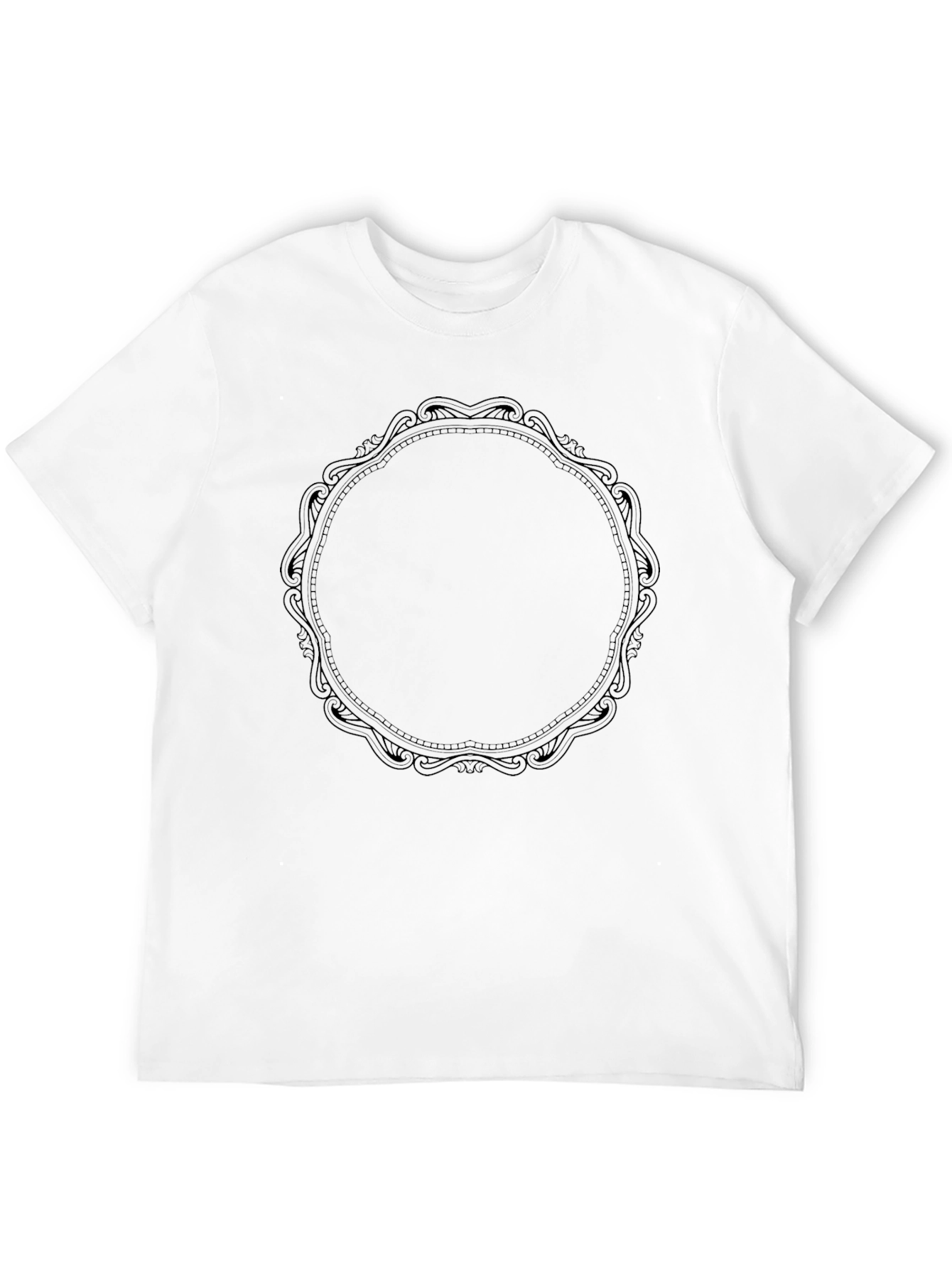 Elegant Black Graphic Tee - Ornate Circle Design