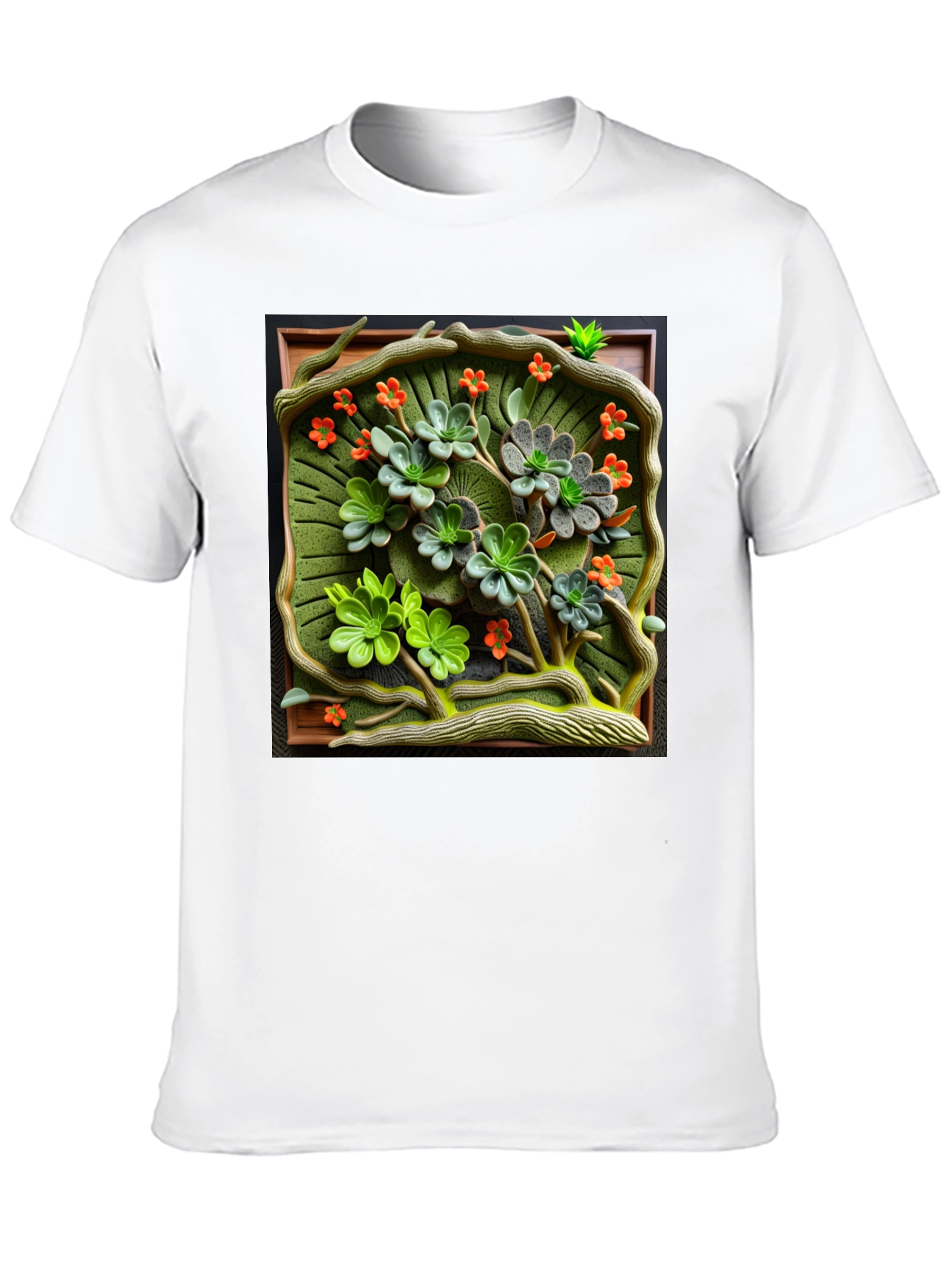 Floral Embossed Graphic Tee - Unique Art T-Shirt