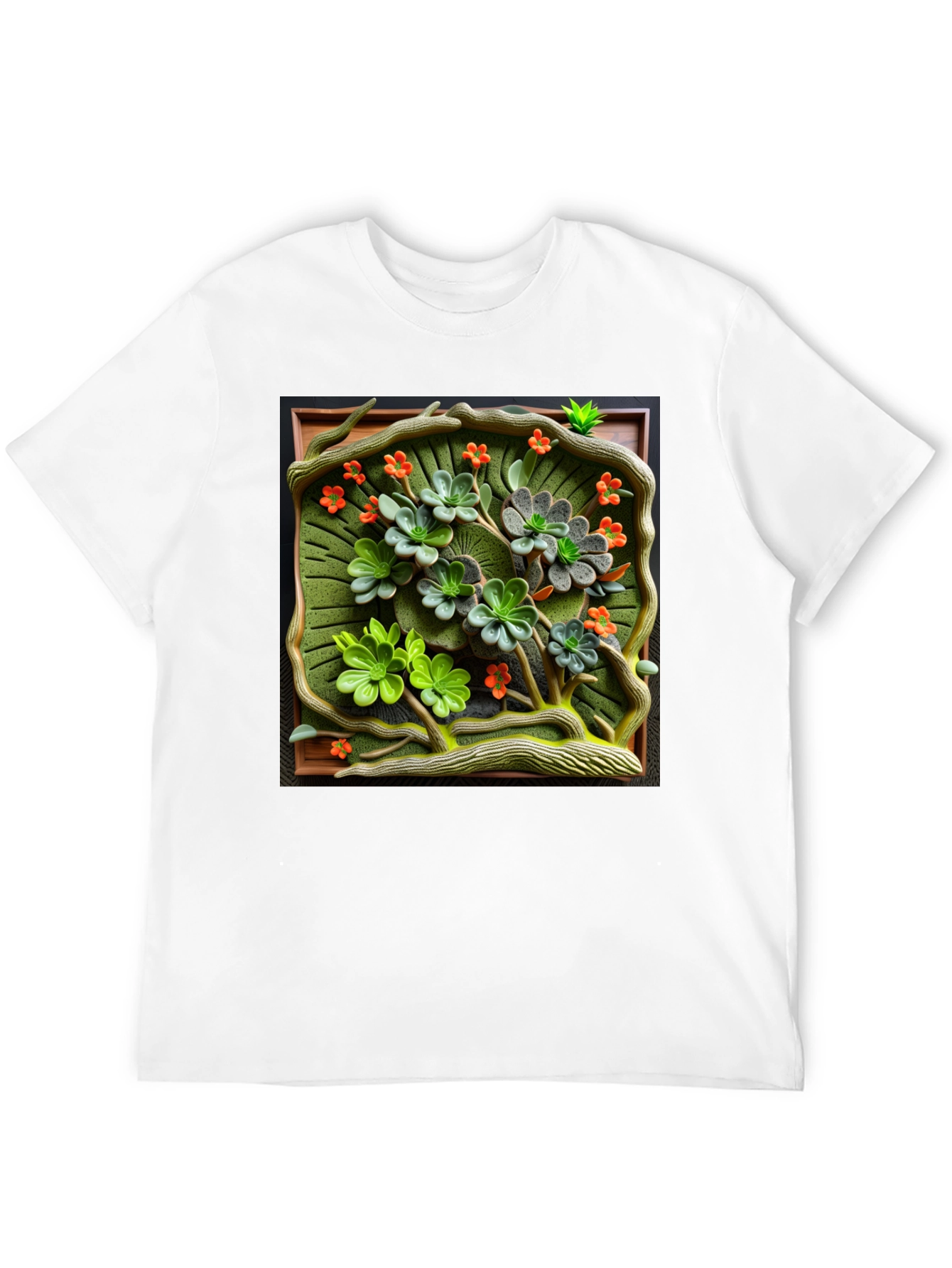 Floral Embossed Graphic Tee - Unique Art T-Shirt
