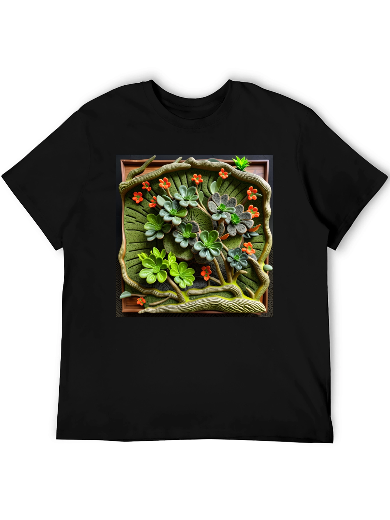 Floral Embossed Graphic Tee - Unique Art T-Shirt