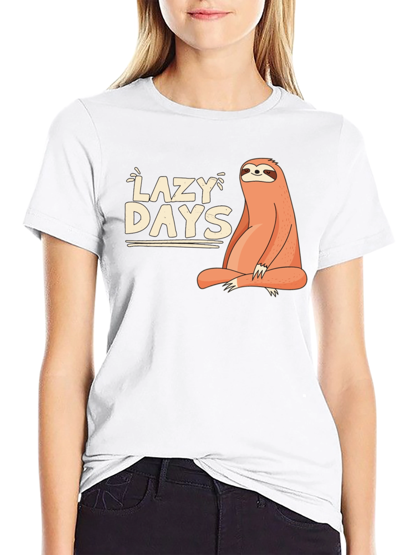 Lazy Days Sloth Graphic Tee - Relaxed Fit