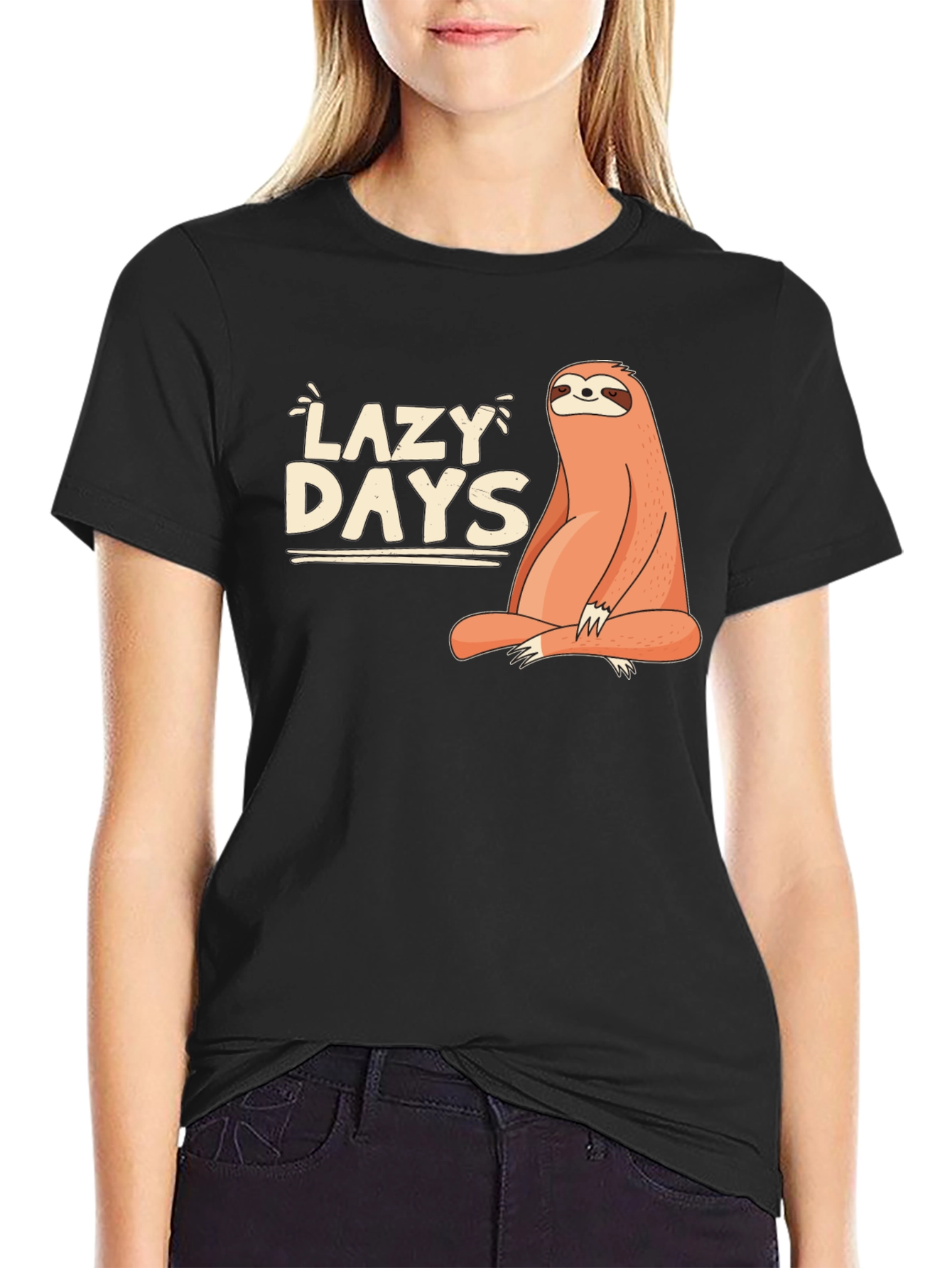 Lazy Days Sloth Graphic Tee - Relaxed Fit