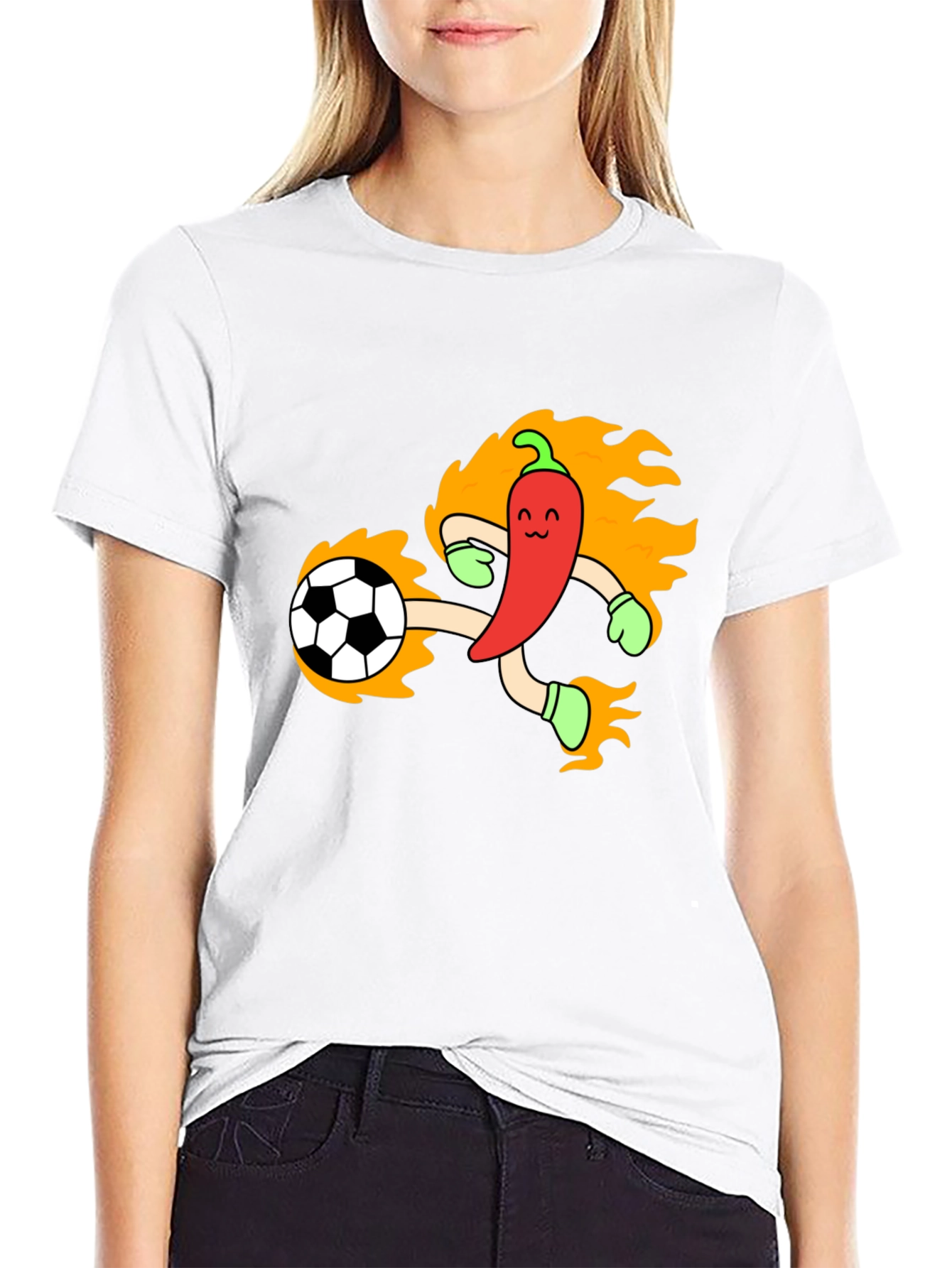Spicy Soccer T-Shirt - Chili Pepper Kicking Ball