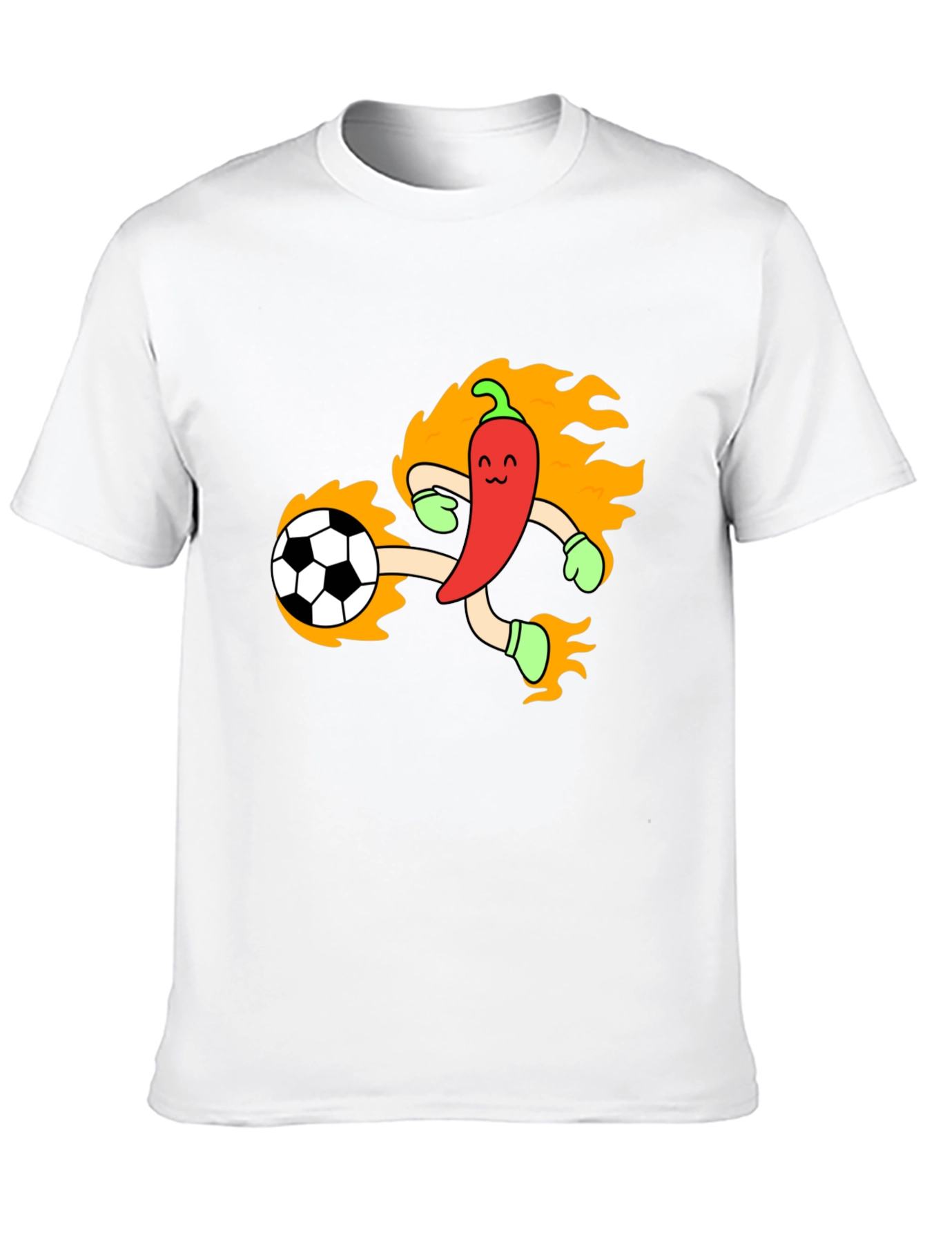 Spicy Soccer T-Shirt - Chili Pepper Kicking Ball