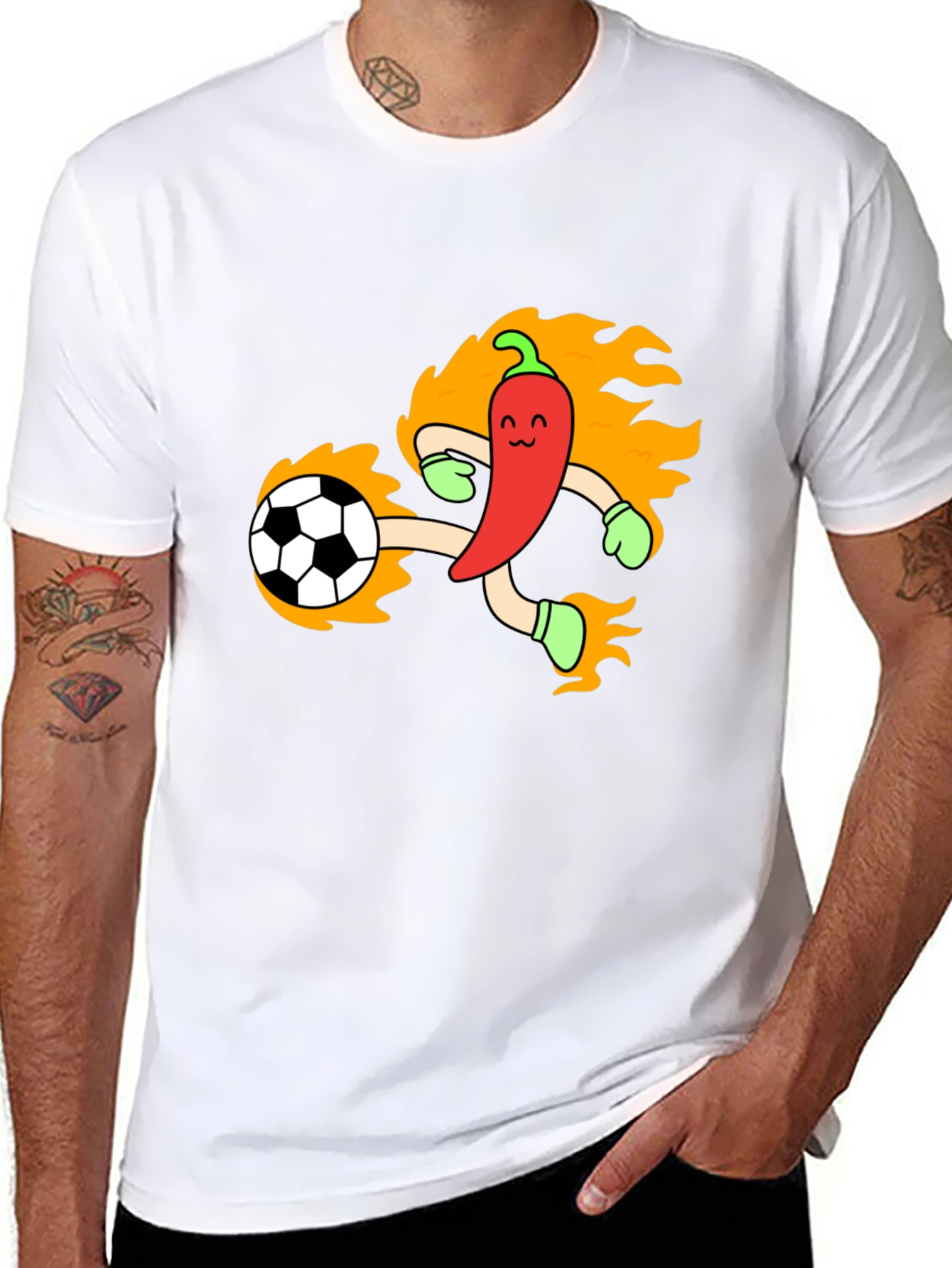 Spicy Soccer T-Shirt - Chili Pepper Kicking Ball