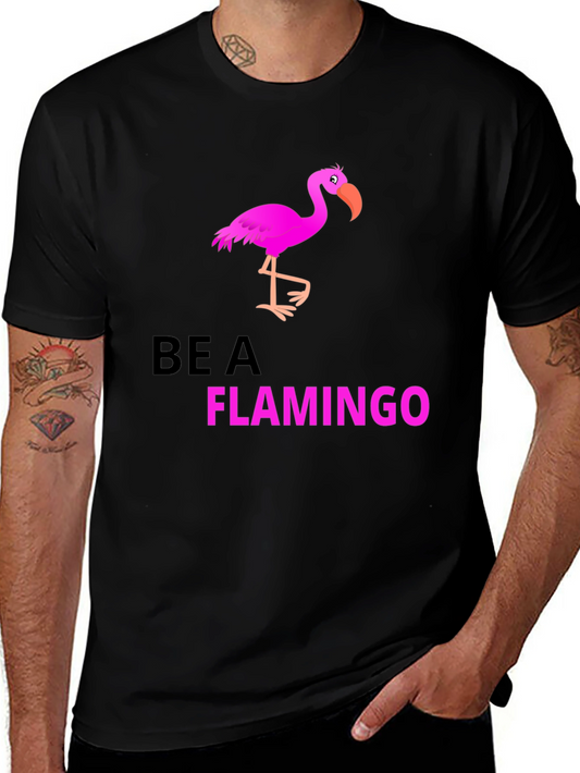 Be a Flamingo Black Graphic T-Shirt