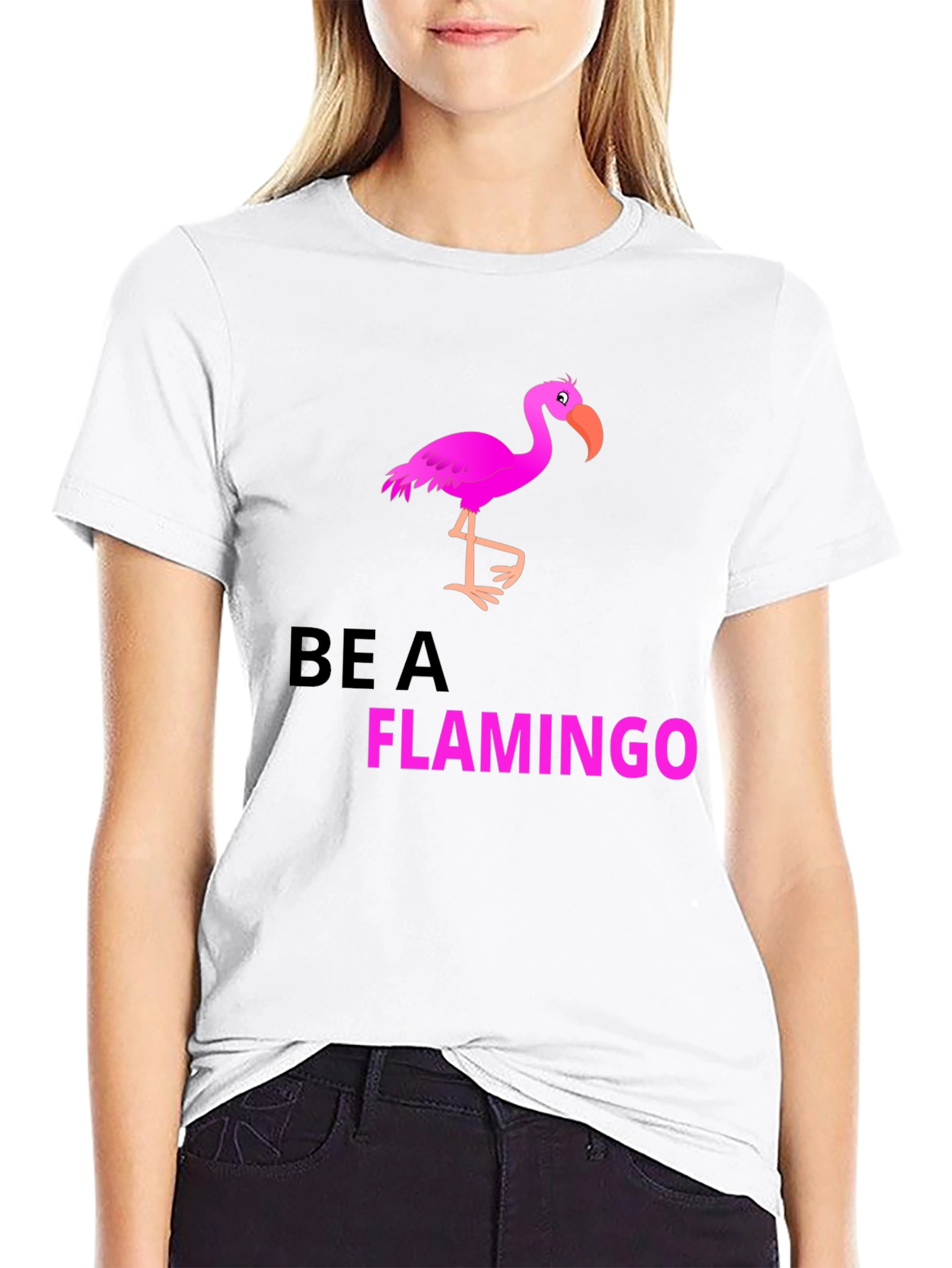 Be a Flamingo Black Graphic T-Shirt