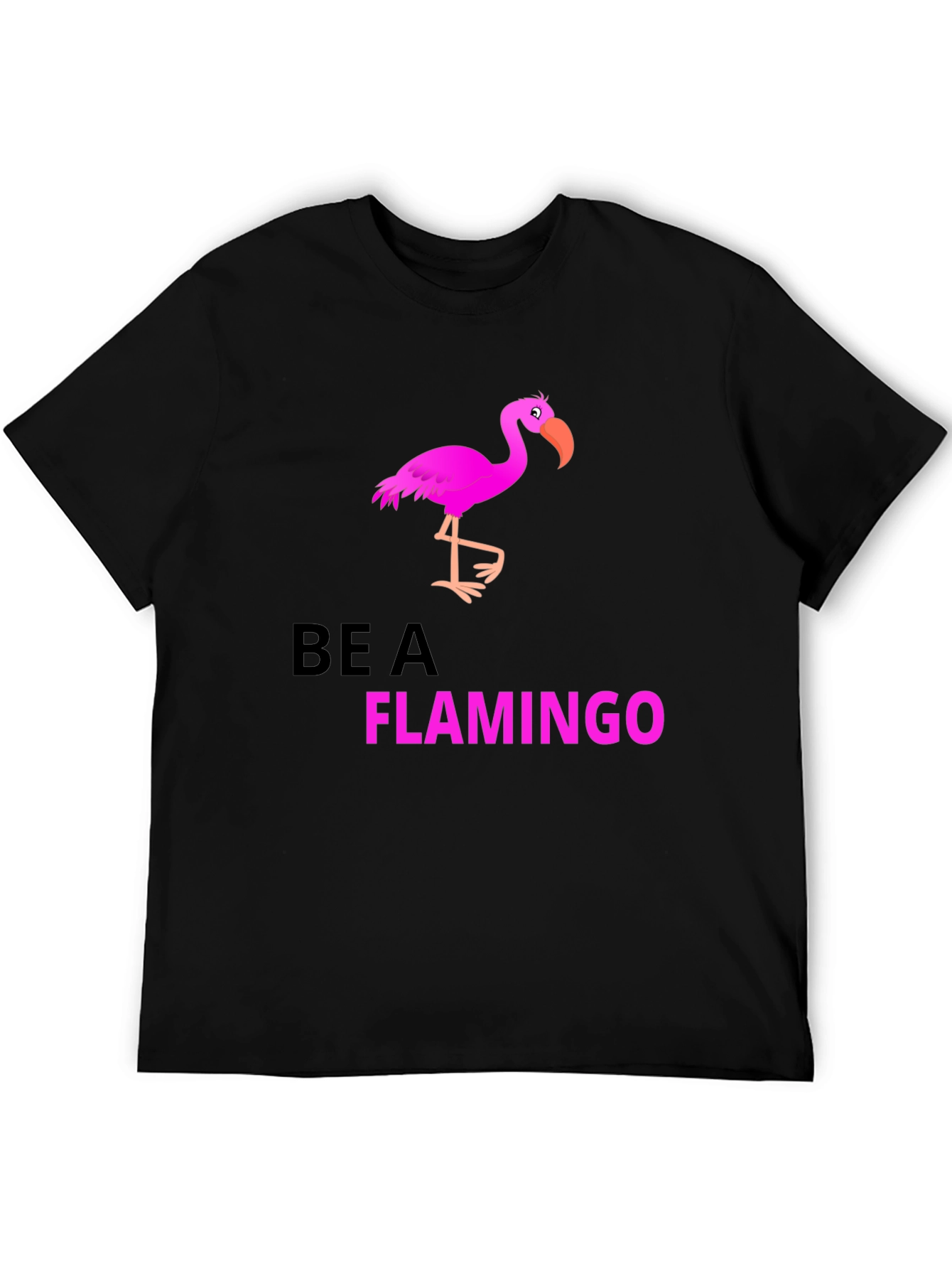 Be a Flamingo Black Graphic T-Shirt