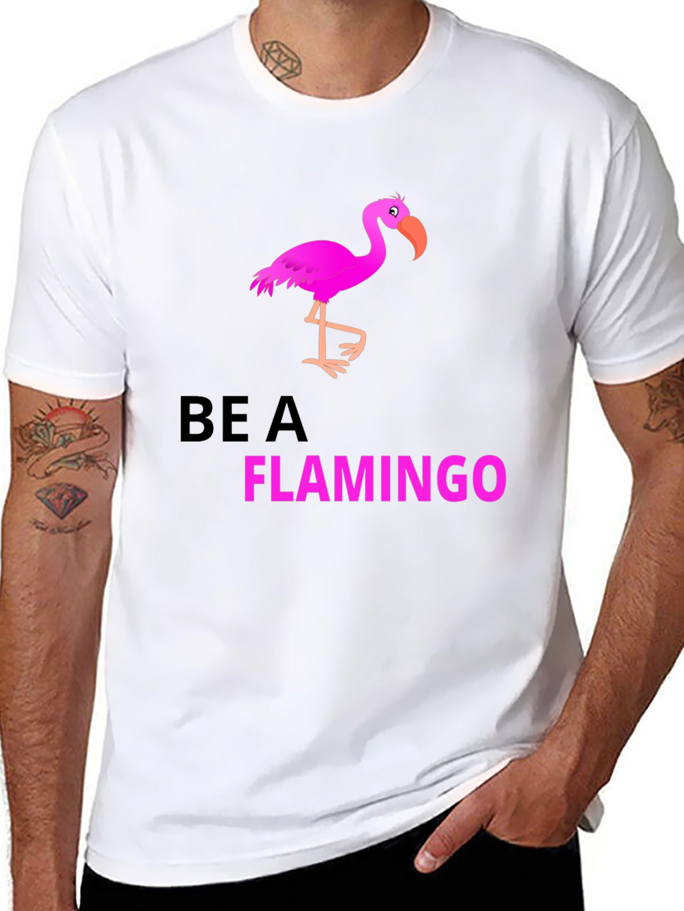 Be a Flamingo Black Graphic T-Shirt