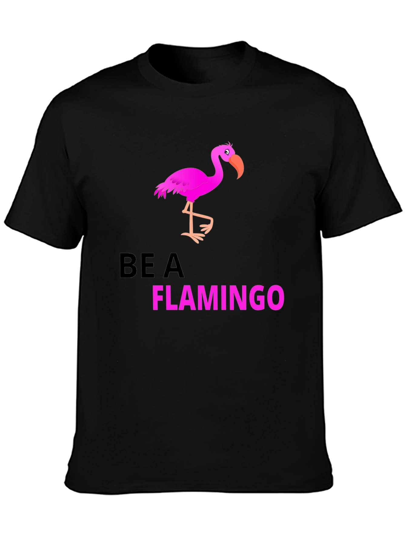 Be a Flamingo Black Graphic T-Shirt