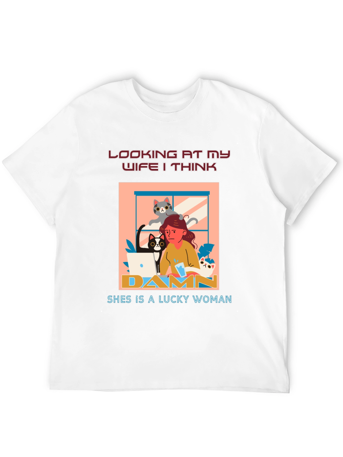 Funny Wife Lucky Woman Cat T-Shirt