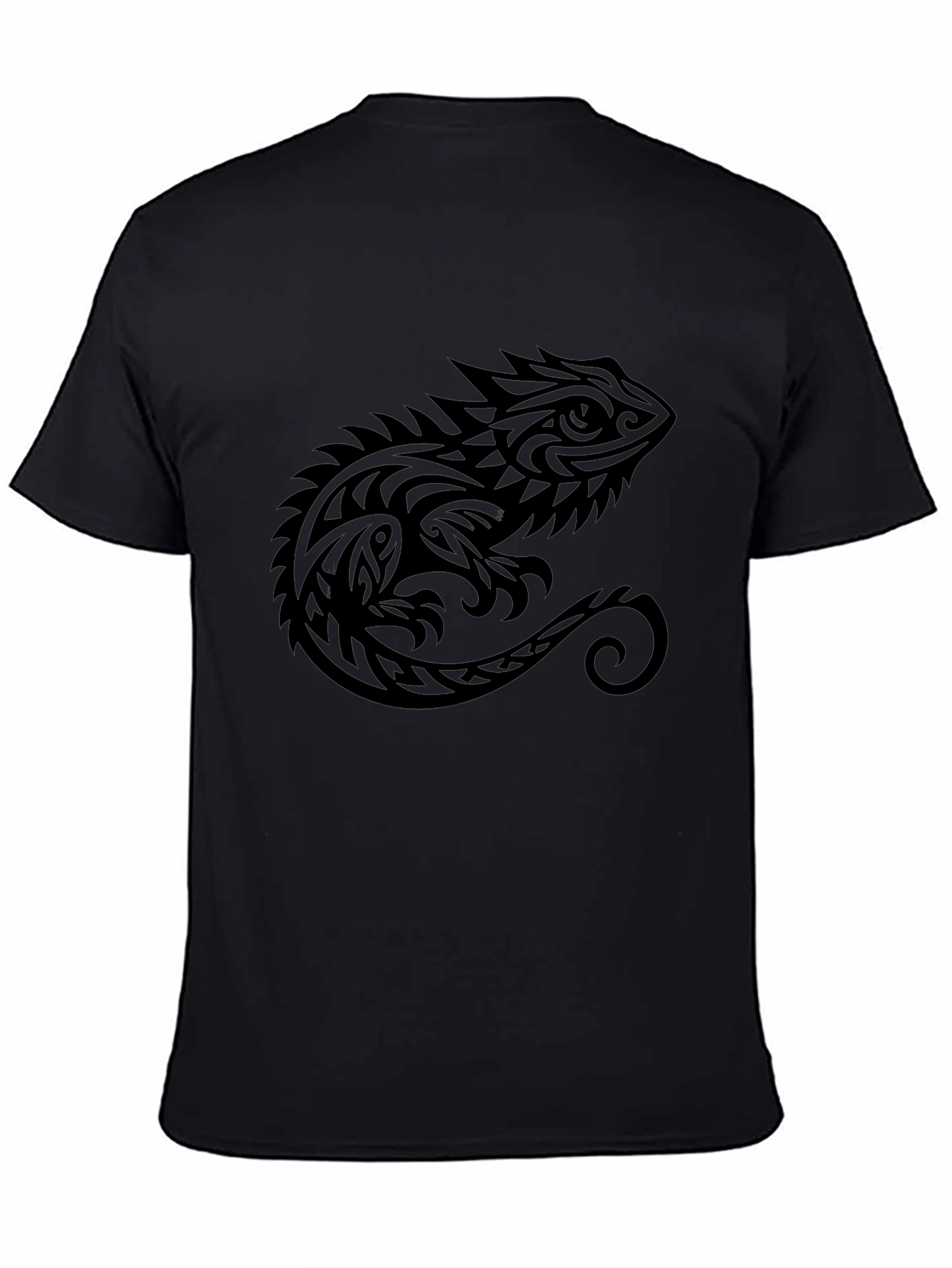 Tribal Lizard Graphic Tee - Black