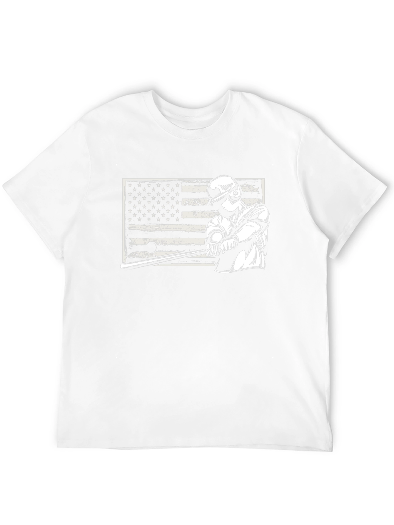 Baseball Player USA Flag Graphic T-Shirt